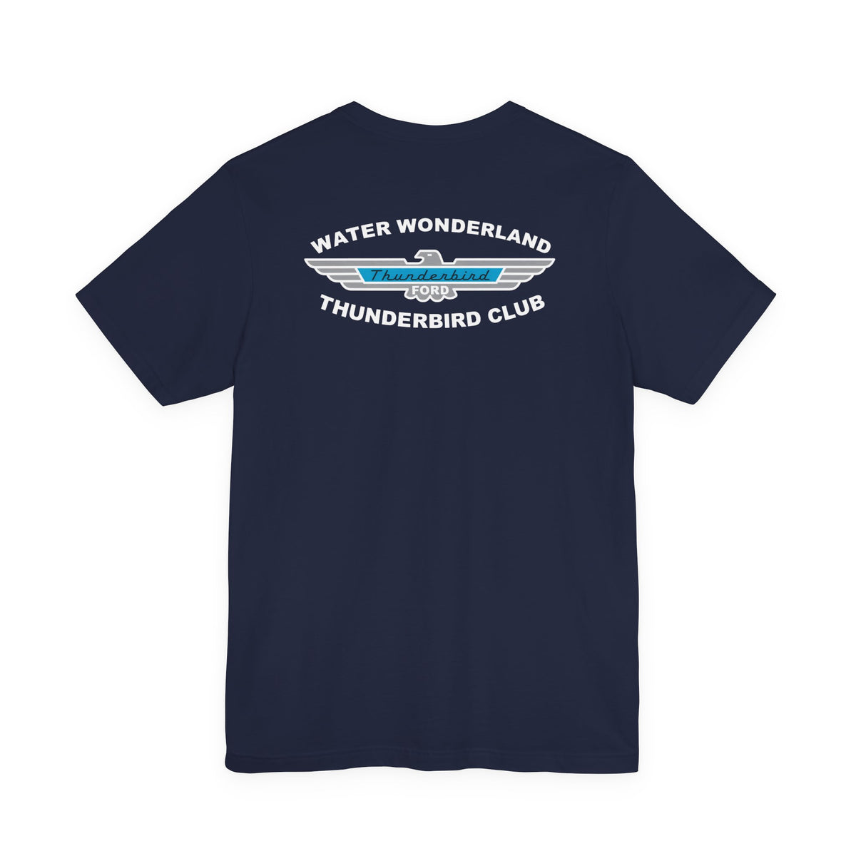 Water Wonderland Thunderbird Club T-Shirt Front and Back Logos – Unisex Soft Short Sleeve Tee