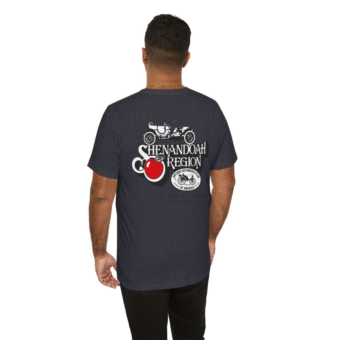 Shenandoah Region AACA Tee — Small White AACA Logo on Front and Large White Shenandoah Region AACA Logo on Back