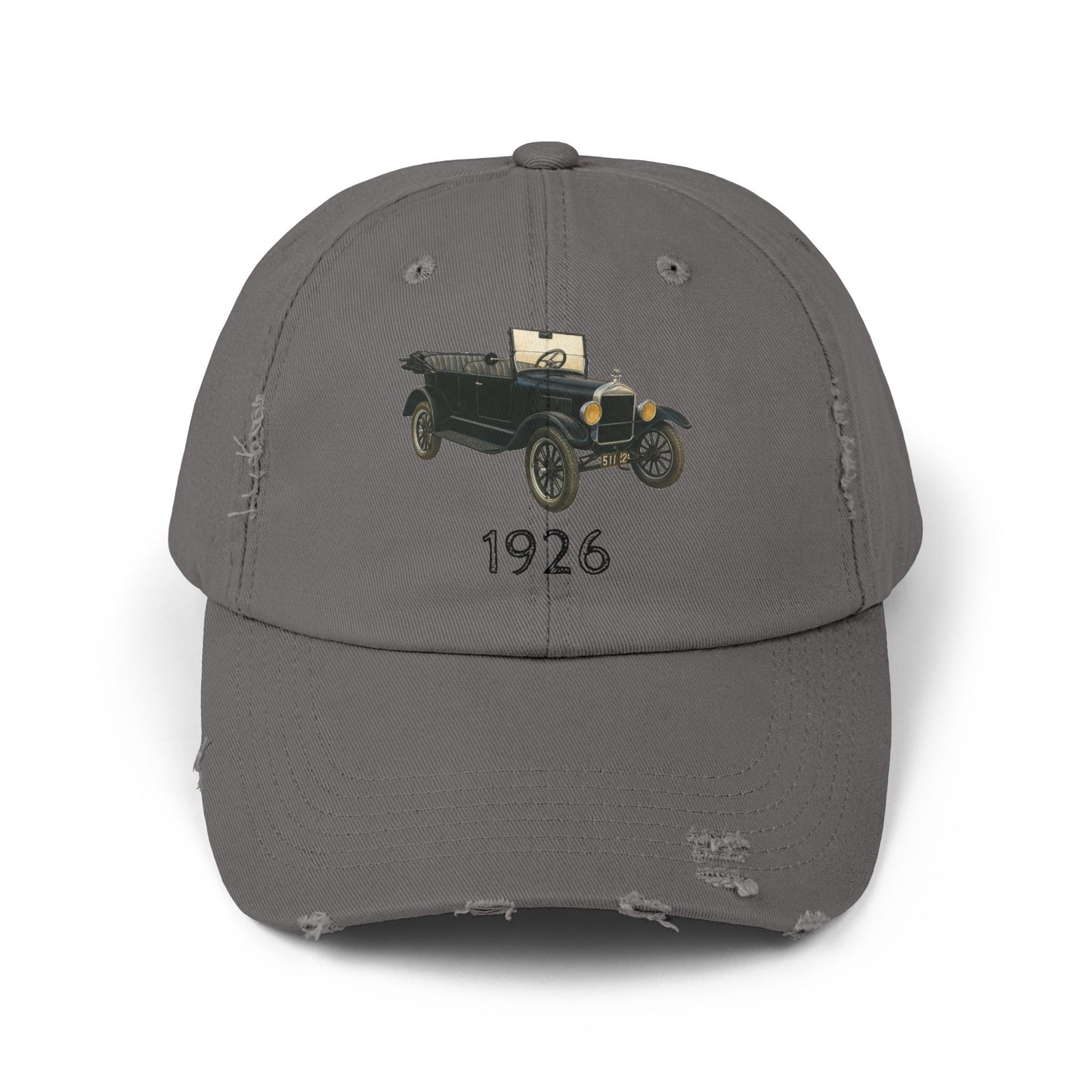 1926 Model T Ford Touring with the top-down PRINTED Distressed Cap — Retro Classic Automobile Baseball Hat