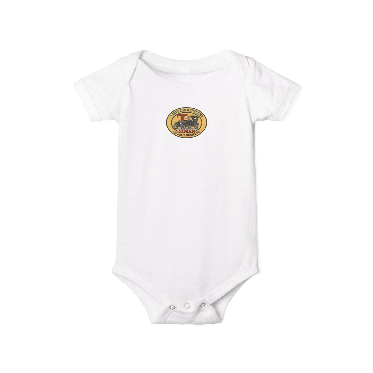 Infant Onesie with NoKen Model T Club logo - Baby Adventure Bodysuit