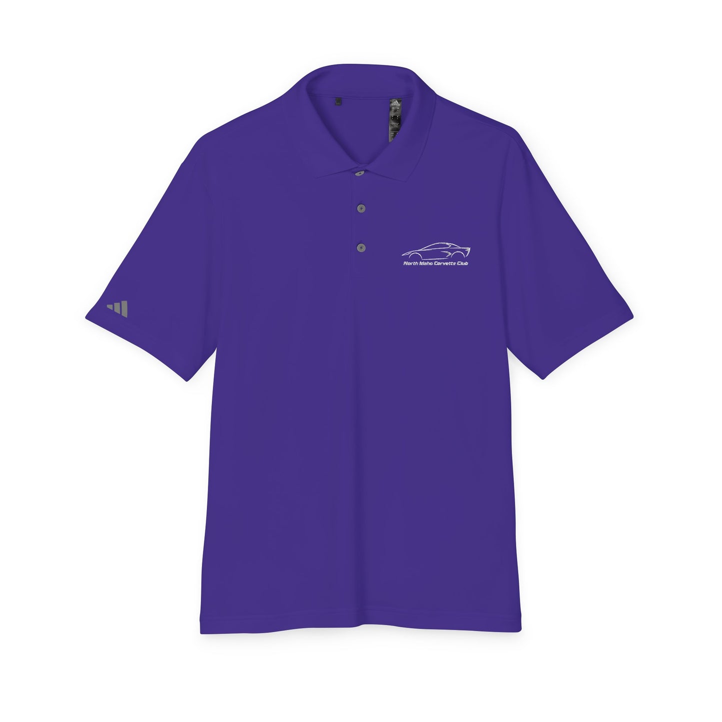 North Idaho Corvette Club White Embroidered Polo — adidas Unisex Performance Polo