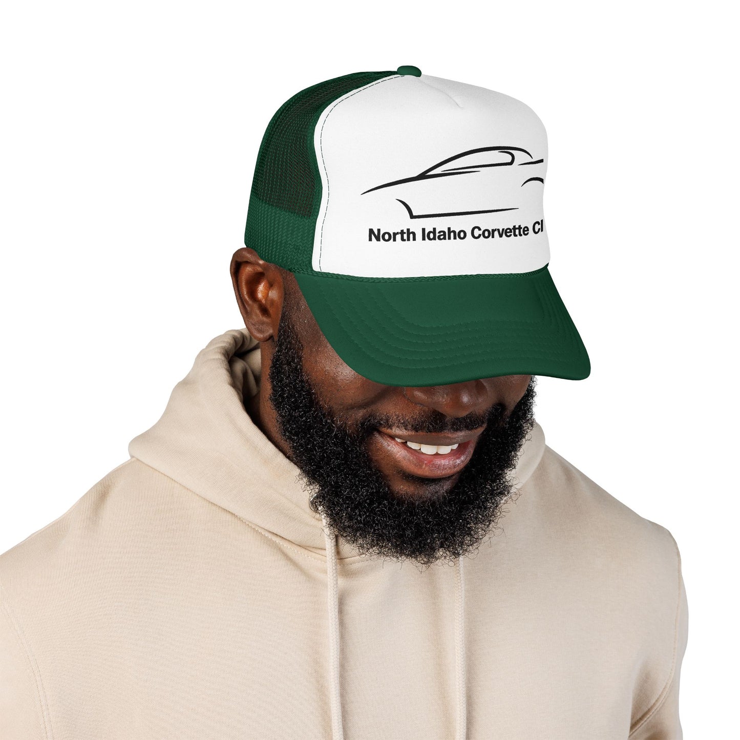 North Idaho Corvette Club Printed Trucker Hat – Classic Car Outline Foam Cap