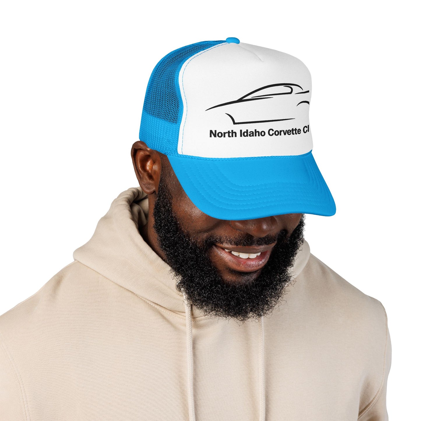 North Idaho Corvette Club Printed Trucker Hat – Classic Car Outline Foam Cap
