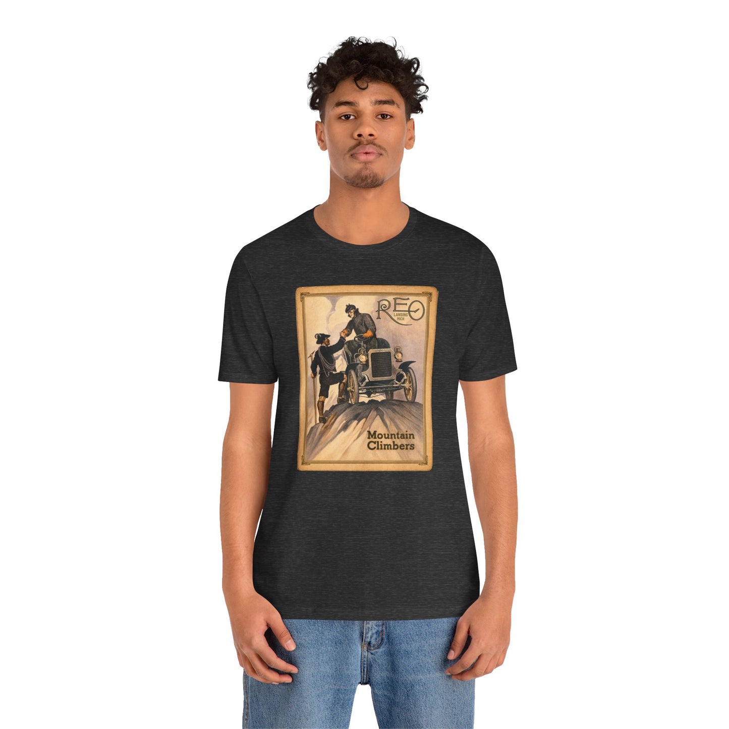 REO Lansing Michigan Mountain Climbers T-Shirt - Unisex Soft Short Sleeve Tee
