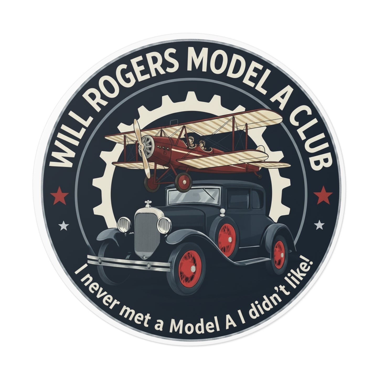 Will Rogers Model A Club Round Vinyl Sticker — Great for your Model A windshield!
