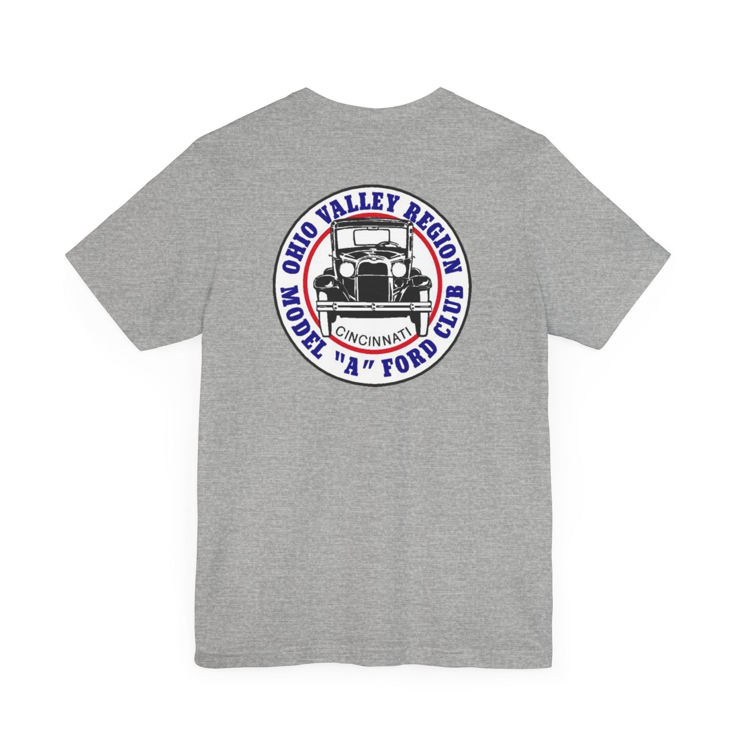 Ohio Valley Region Model A Ford Club (front and back logo) Unisex Jersey Short Sleeve Tee