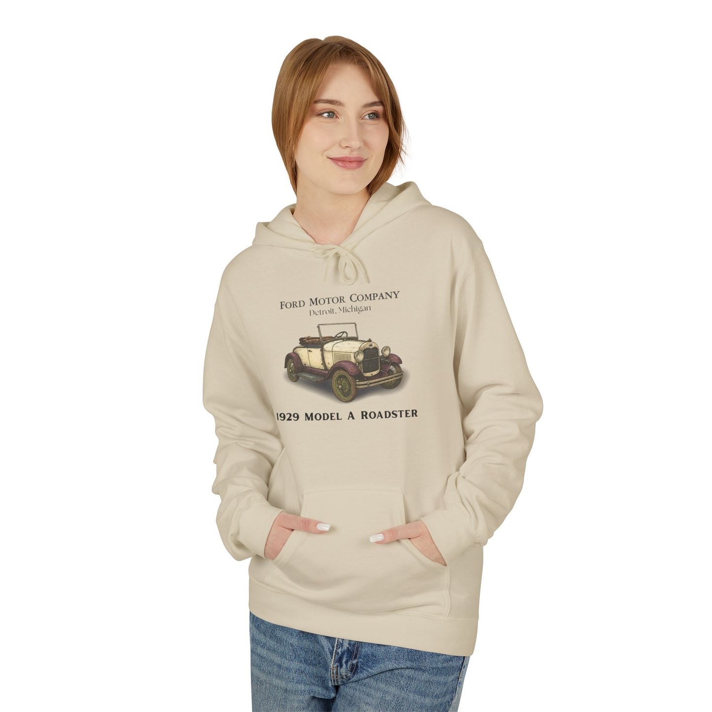 1929 Model A Ford Roadster Hoodie — Vintage Classic Car Graphic Hoodie