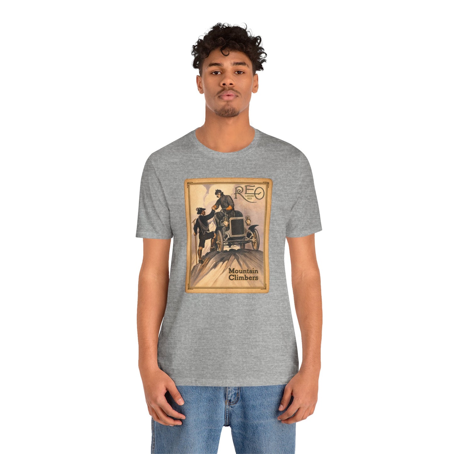 REO Lansing Michigan Mountain Climbers T-Shirt - Unisex Soft Short Sleeve Tee