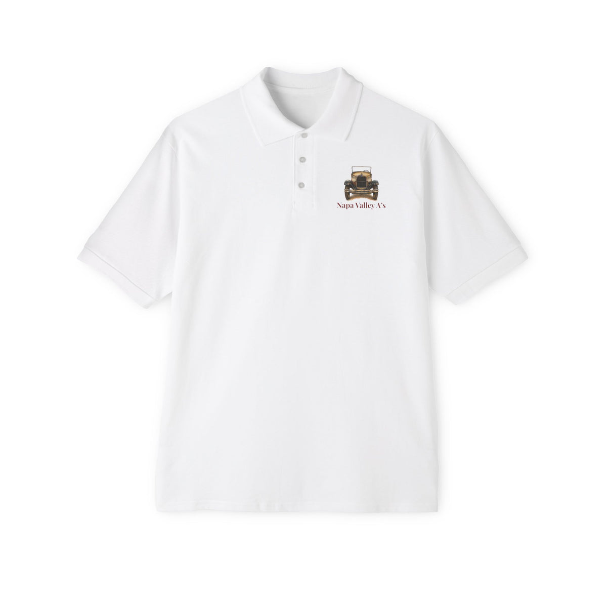 Napa Valley A's Classic Cotton Polo - Small Chest Logo and Large Back Logo