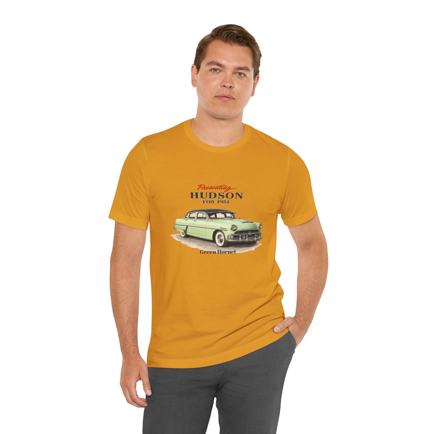 1954 Hudson Hornet Vintage Car Tee — Green Classic Automobile Graphic T-Shirt (RonR)