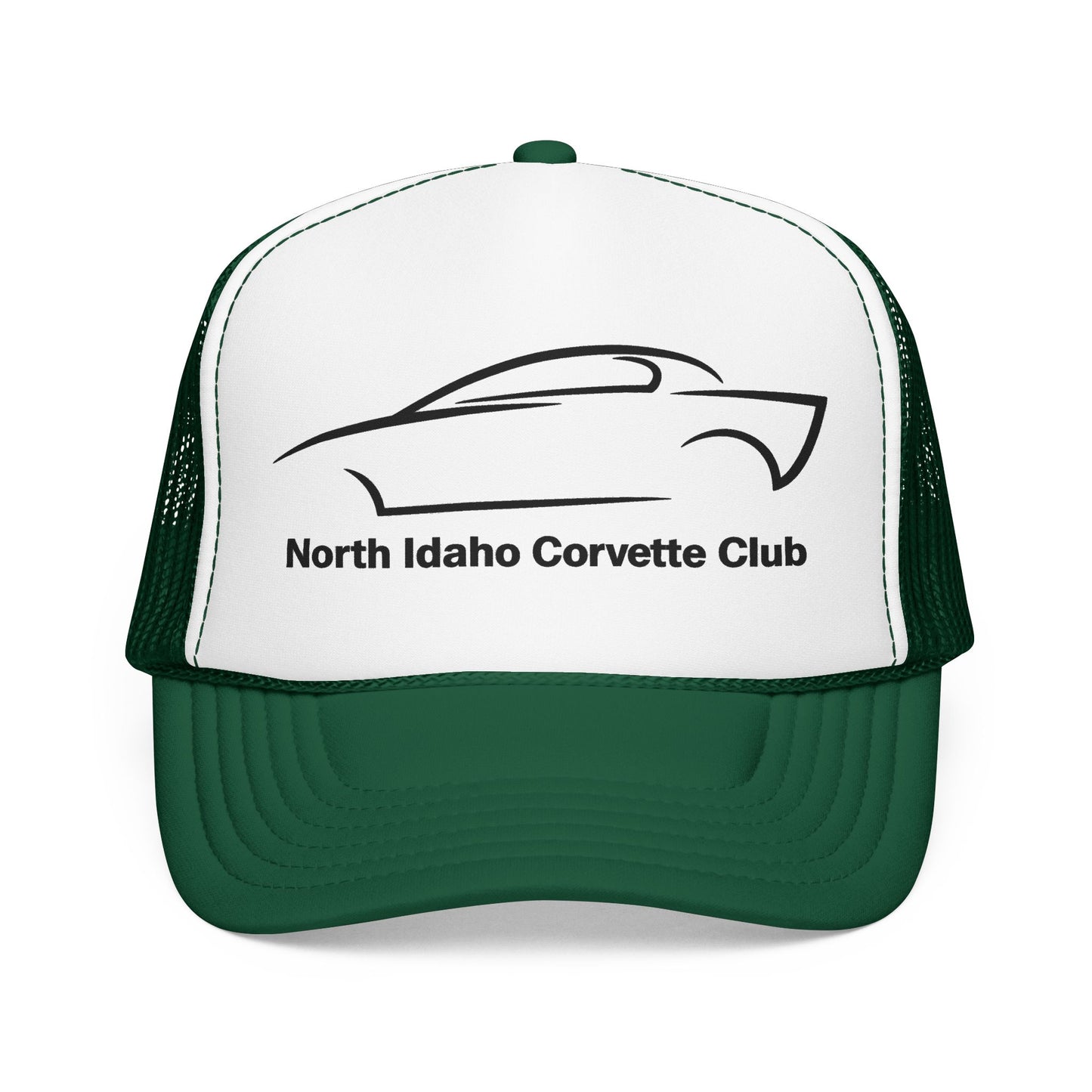 North Idaho Corvette Club Printed Trucker Hat – Classic Car Outline Foam Cap