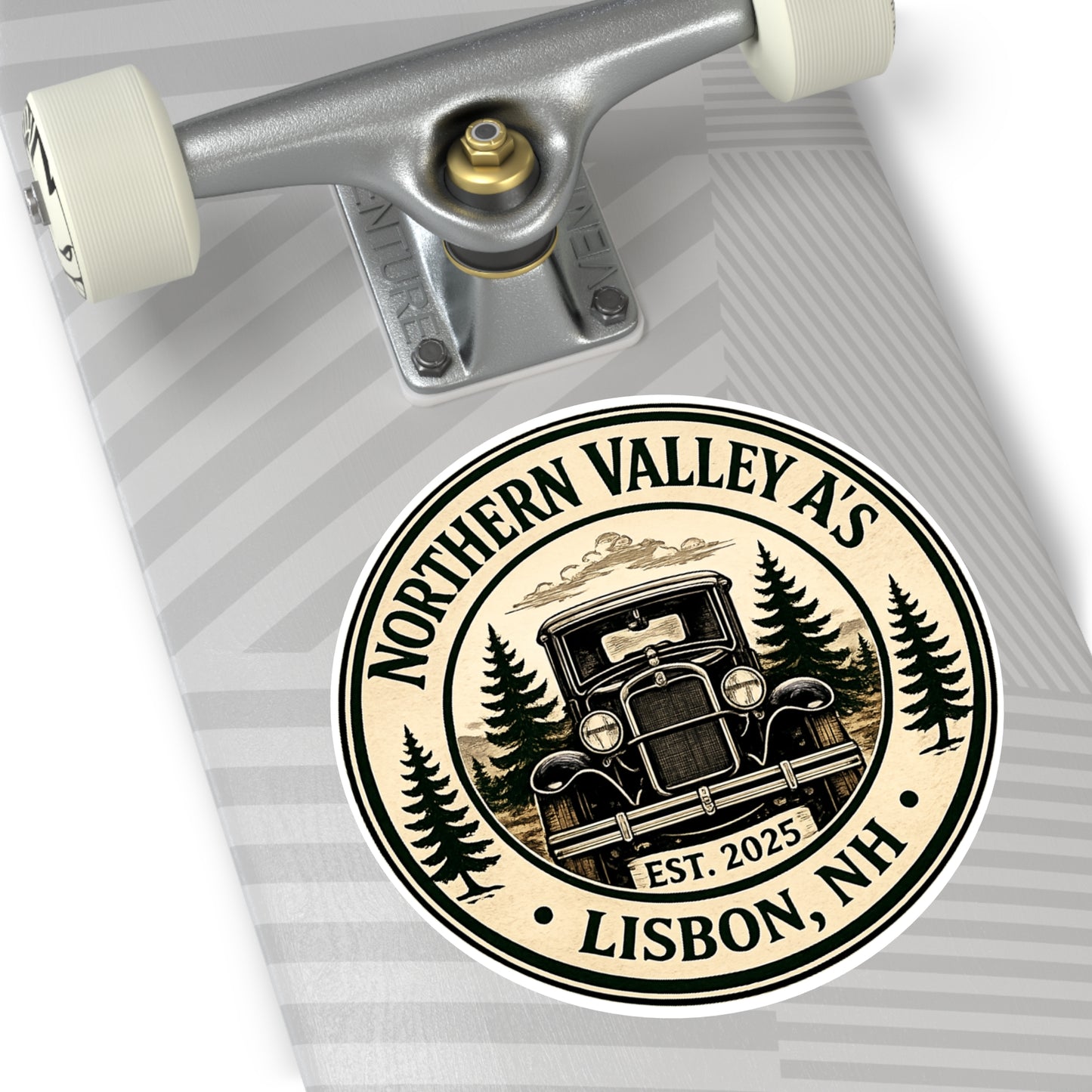 Northern Valley A’s Round Vinyl Sticker — Great for Car Windshields