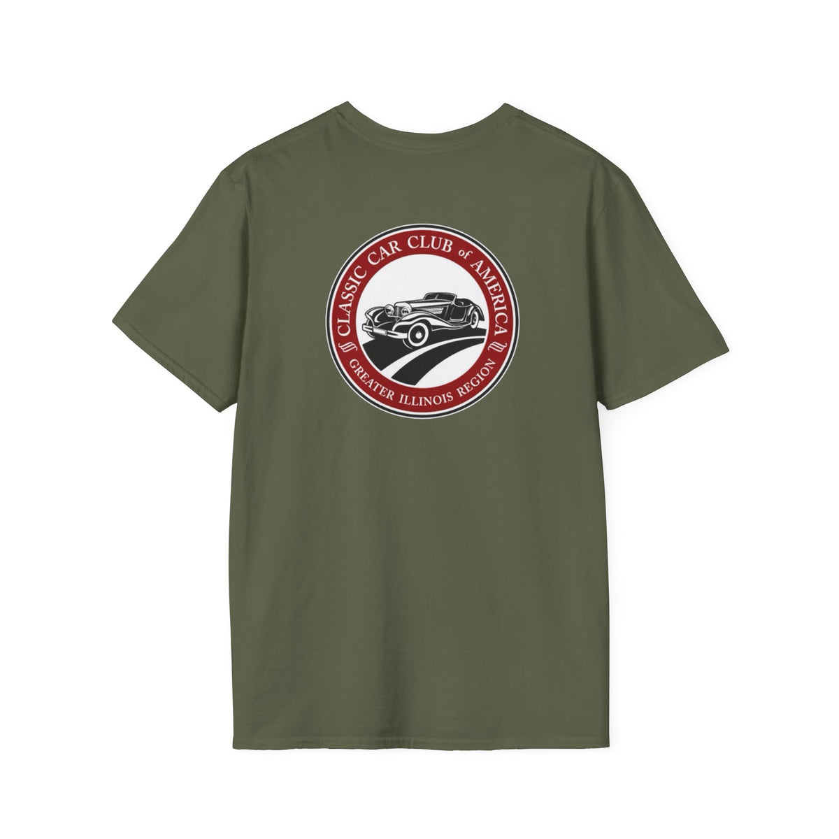 Classic Car Club of America Greater Illinois Region — Unisex Softstyle T-Shirt Front and Back Logos