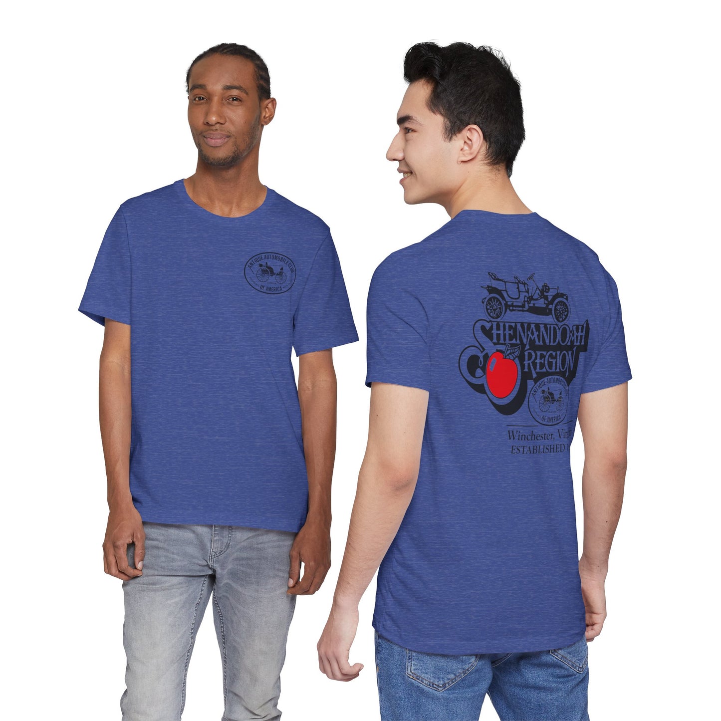 Shenandoah Region AACA Winchester VA Tee - Small AACA Logo Front and Large Shenandoah Region AACA Logo on Back