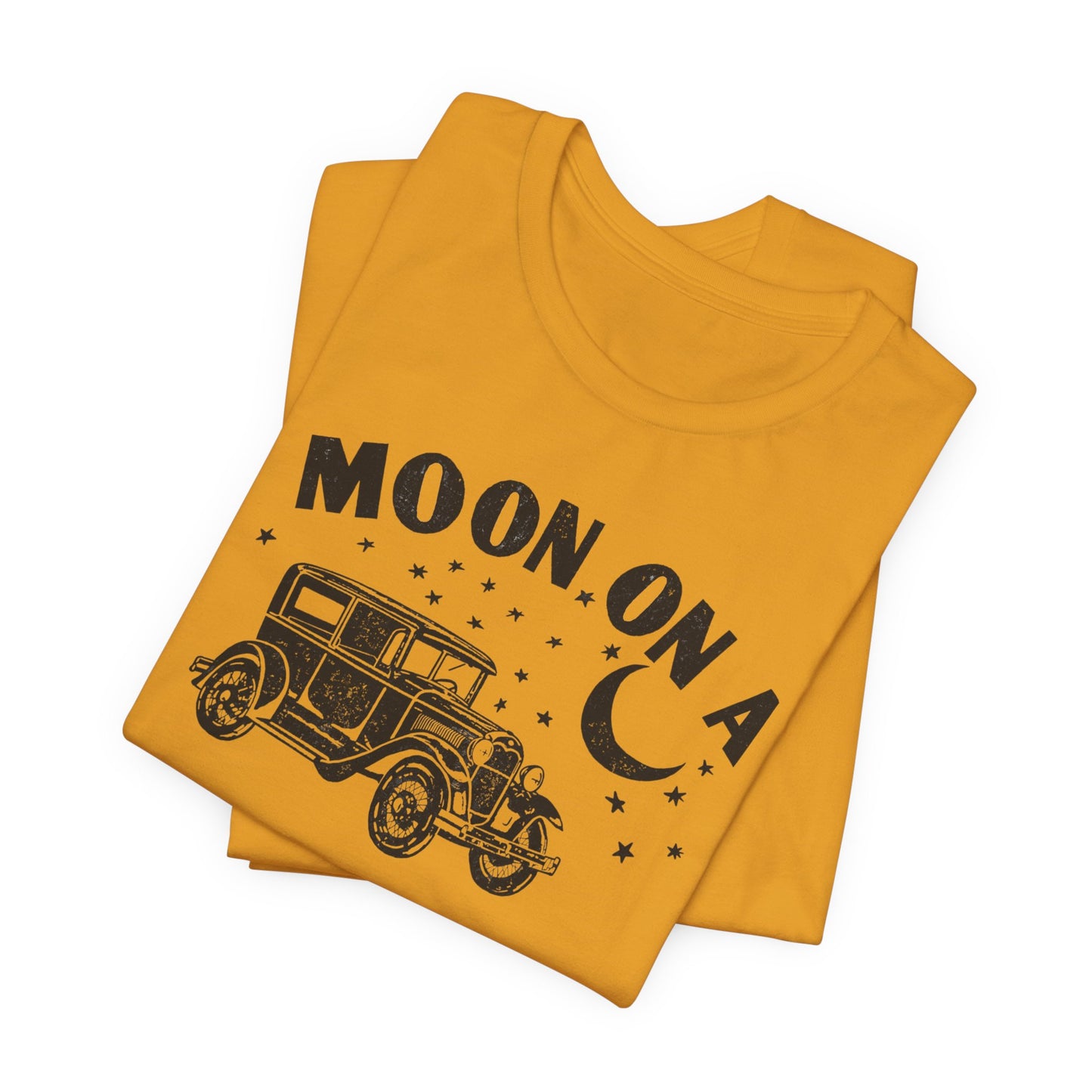 Moon On A Vintage Car T-Shirt — Retro Moon Graphic Tee