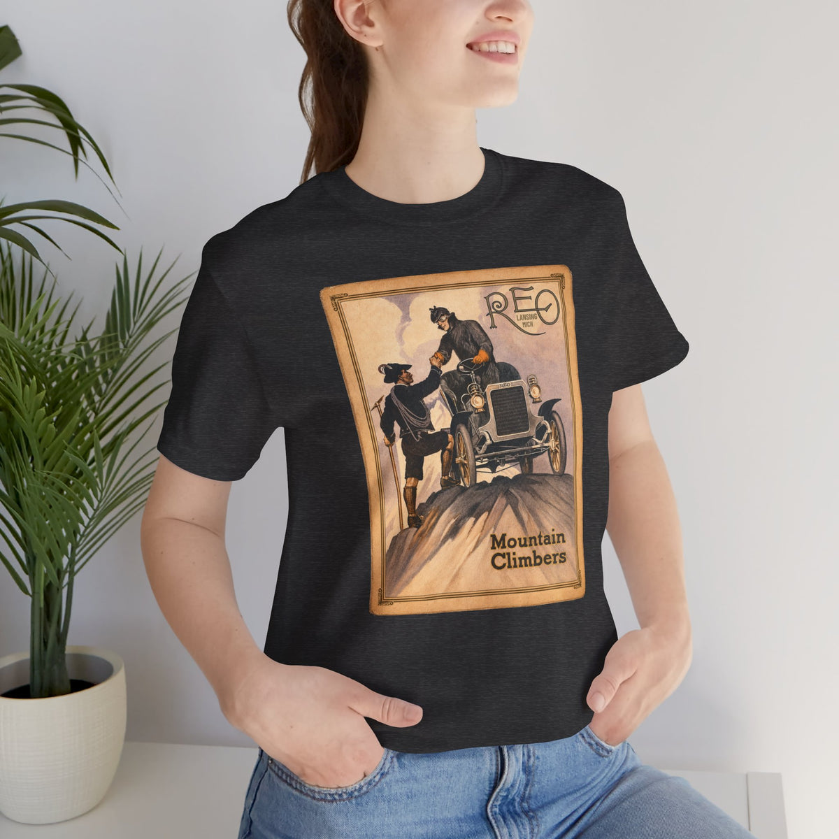 REO Lansing Michigan Mountain Climbers T-Shirt - Unisex Soft Short Sleeve Tee