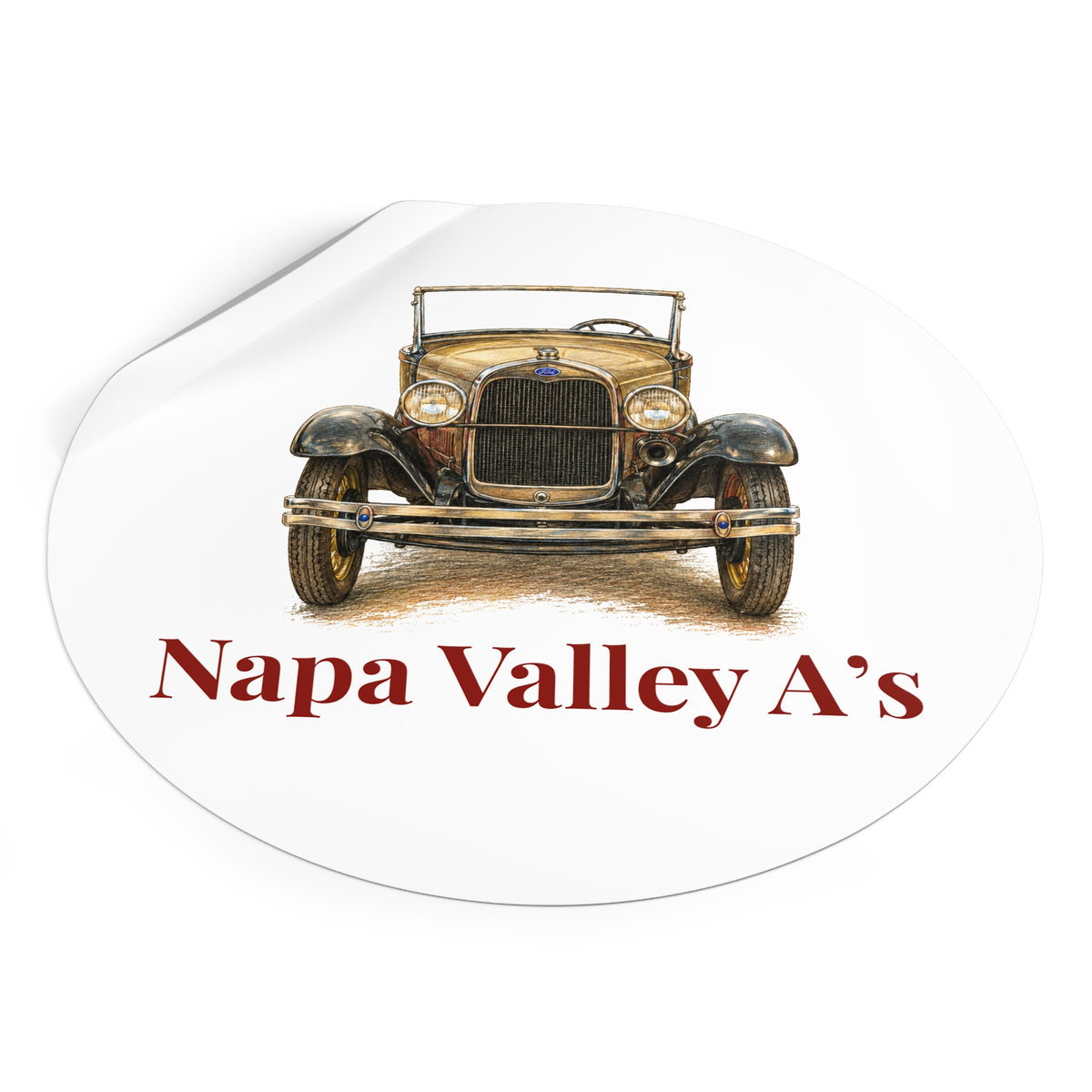 Napa Valley A's Round Vinyl Sticker — Great for Windshields!