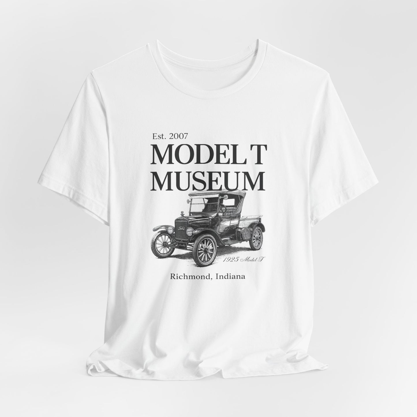 1925 Model T Pickup "Bradley" Museum Tee — Vintage Ford Model T Illustration (Richmond, Indiana)