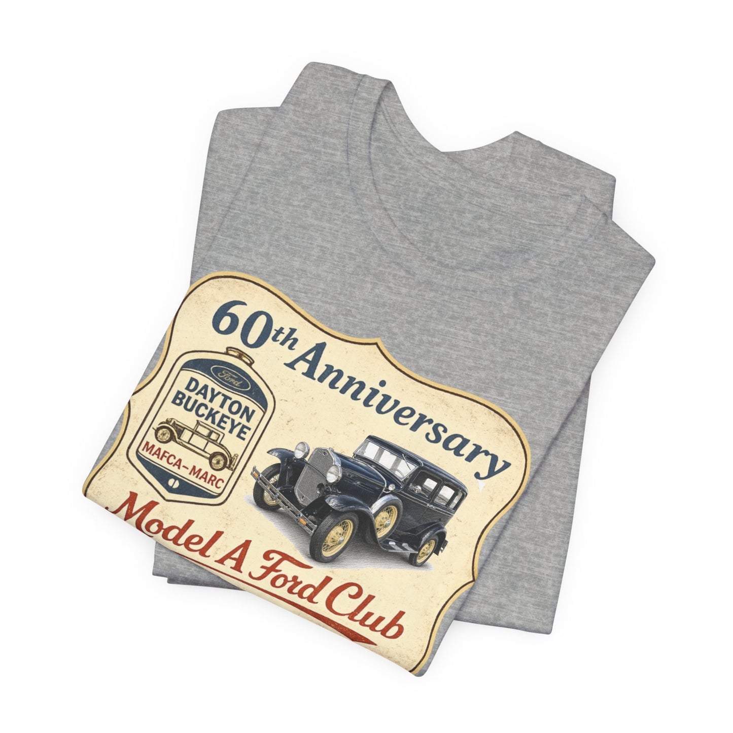 Dayton Buckeye Model A Ford Club 60th Anniversary Tee (LTG) - Unisex Jersey Short Sleeve Tee