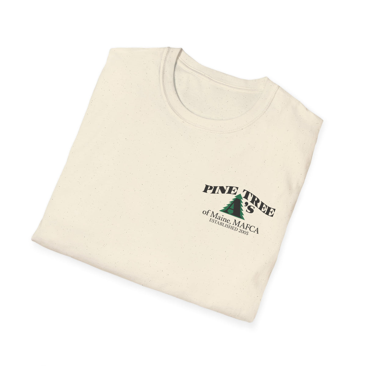 Pine Tree A's of Maine, MAFCA T‑Shirt with Front and Back Logos — Unisex Softstyle T-Shirt