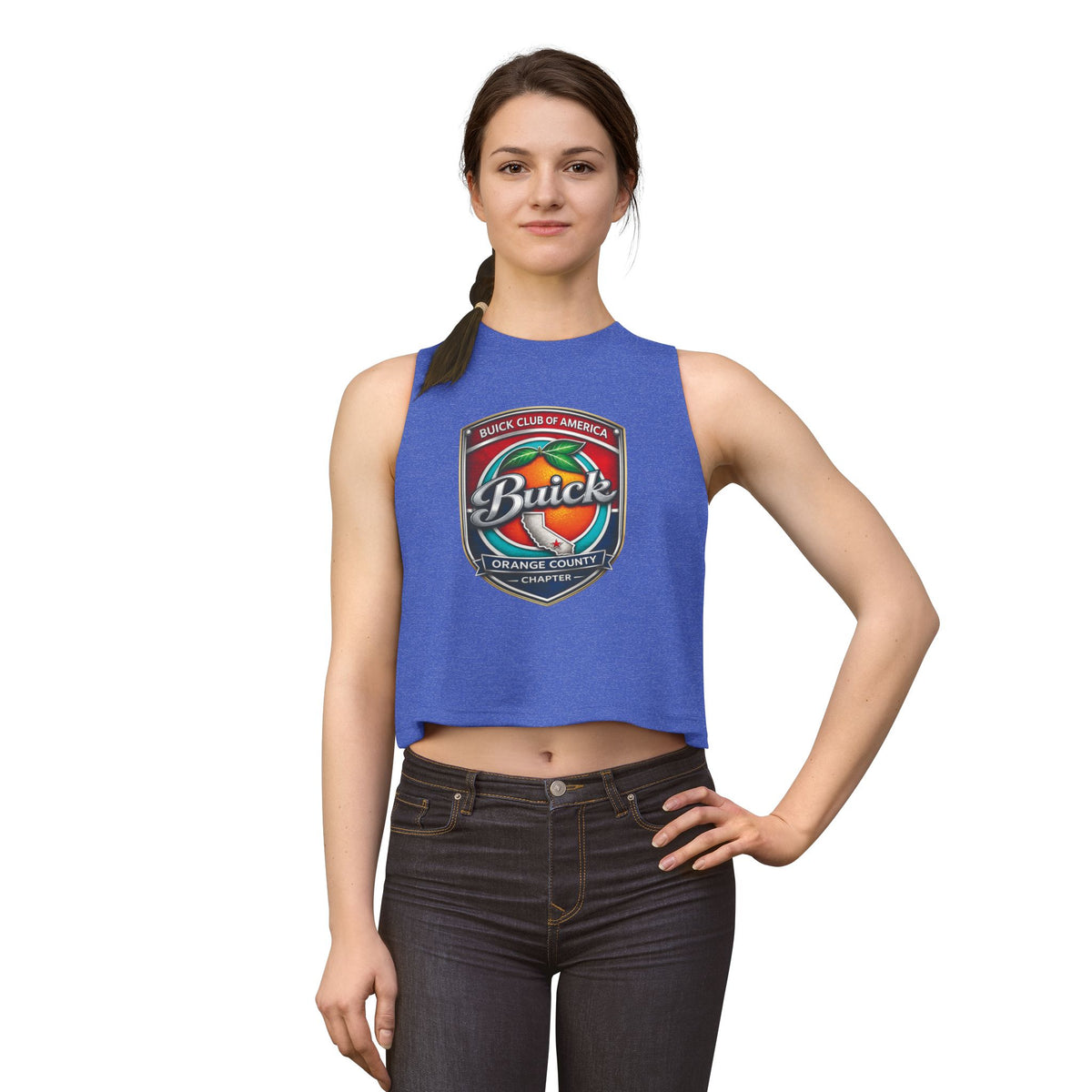 Buick Club Orange County Crop Top – Vintage Car Logo Tank for Enthusiasts