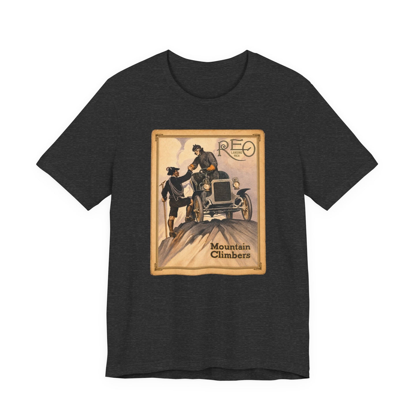 REO Lansing Michigan Mountain Climbers T-Shirt - Unisex Soft Short Sleeve Tee