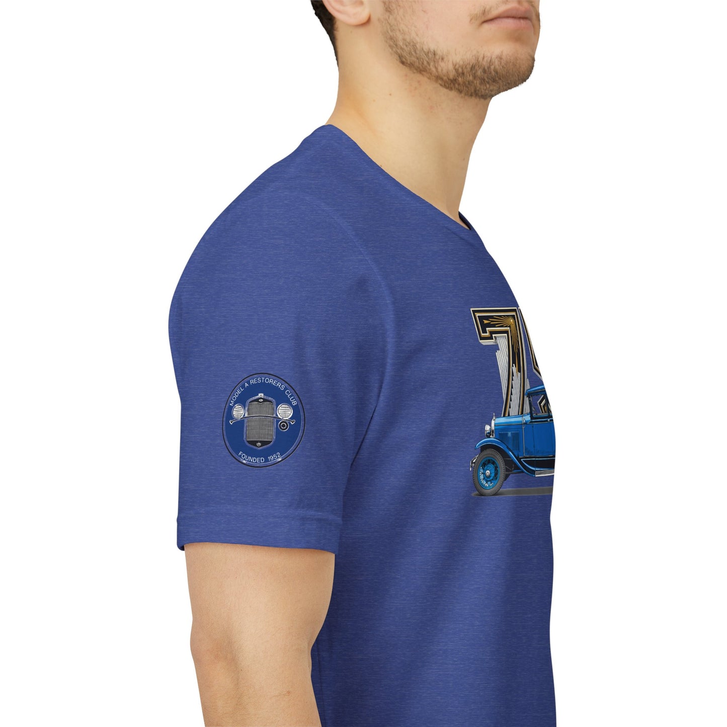 MARC 75th Anniversary T-shirt with blue sedan and MARC logos on both sleeves