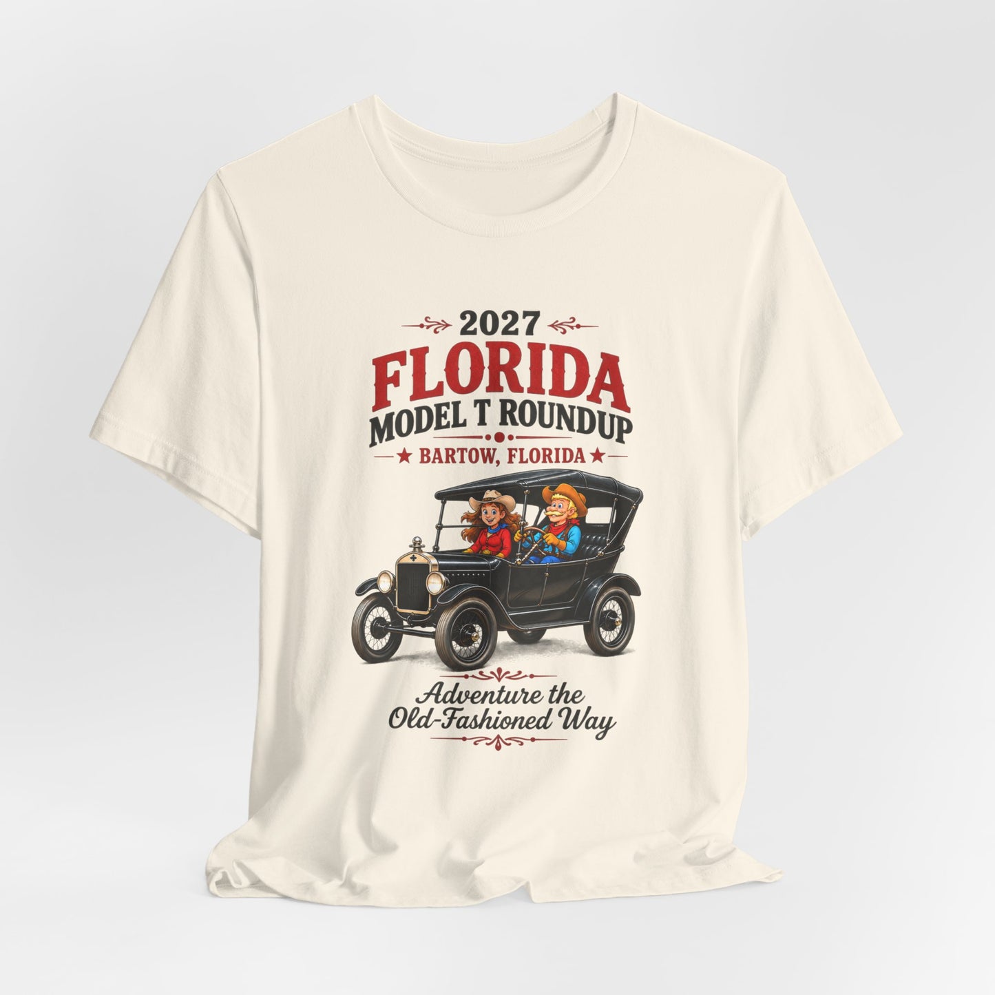 Florida Model T Roundup 2027 Soft-Style T-Shirt — Front Graphic