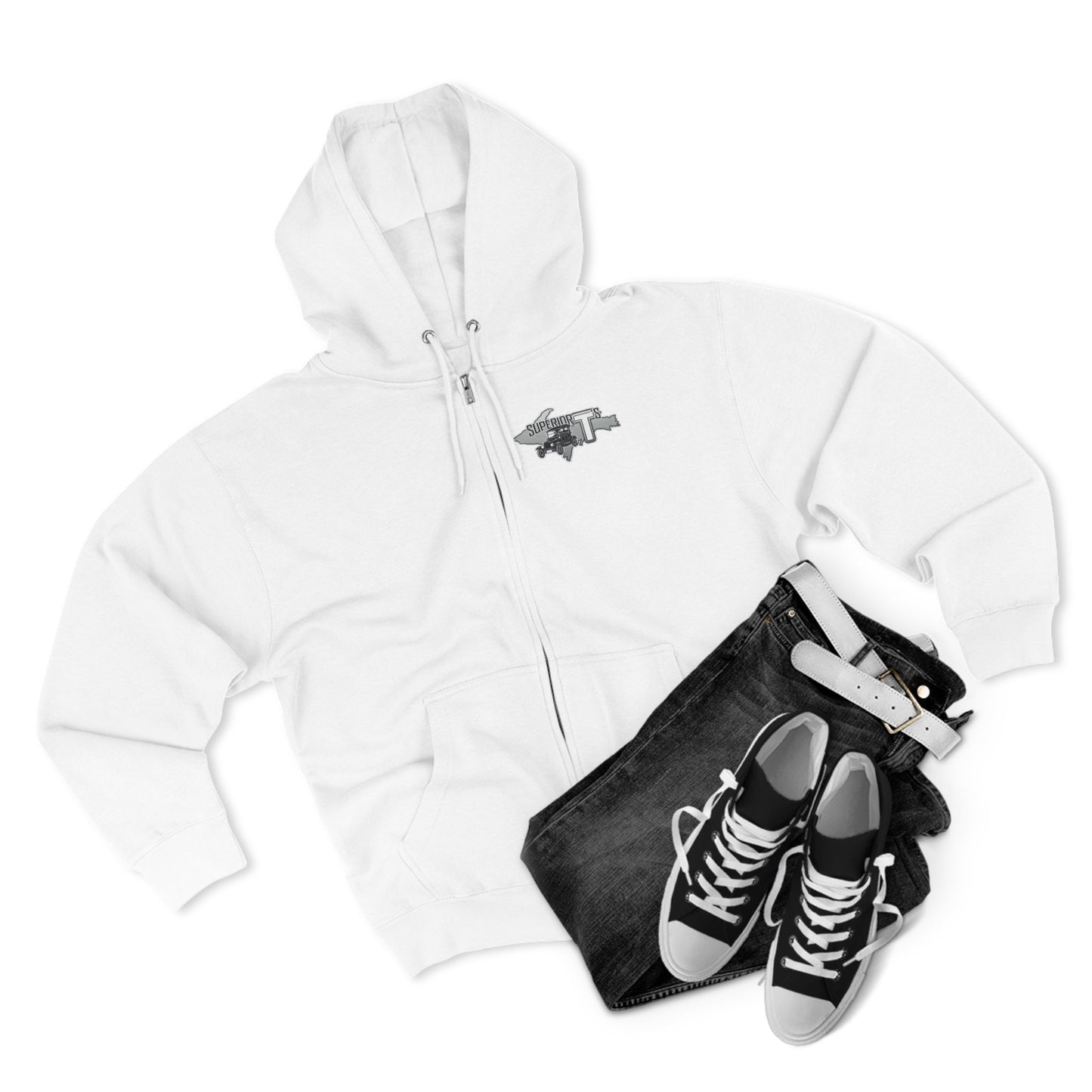 Superior T's Zip Hoodie — Front and back logos