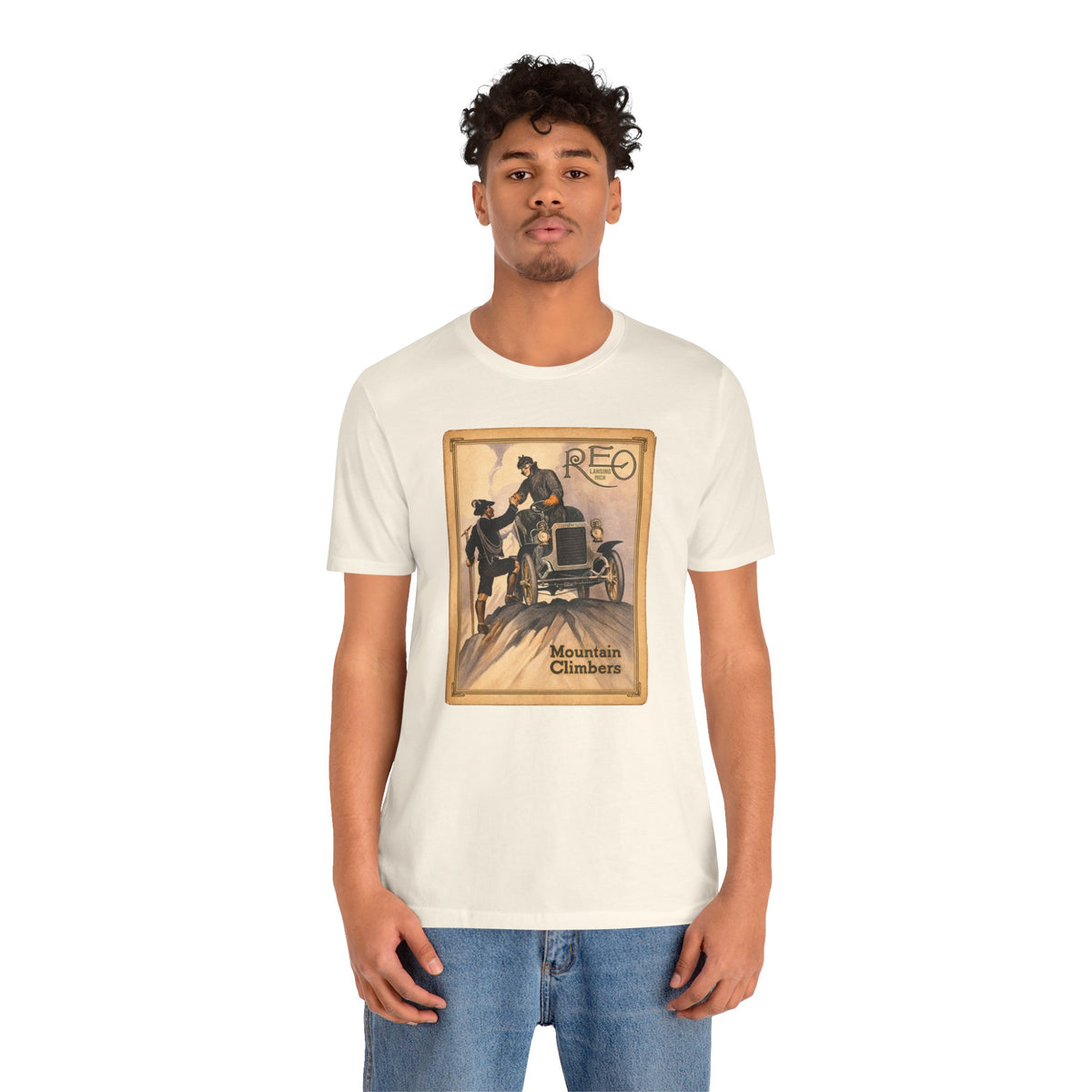 REO Lansing Michigan Mountain Climbers T-Shirt - Unisex Soft Short Sleeve Tee