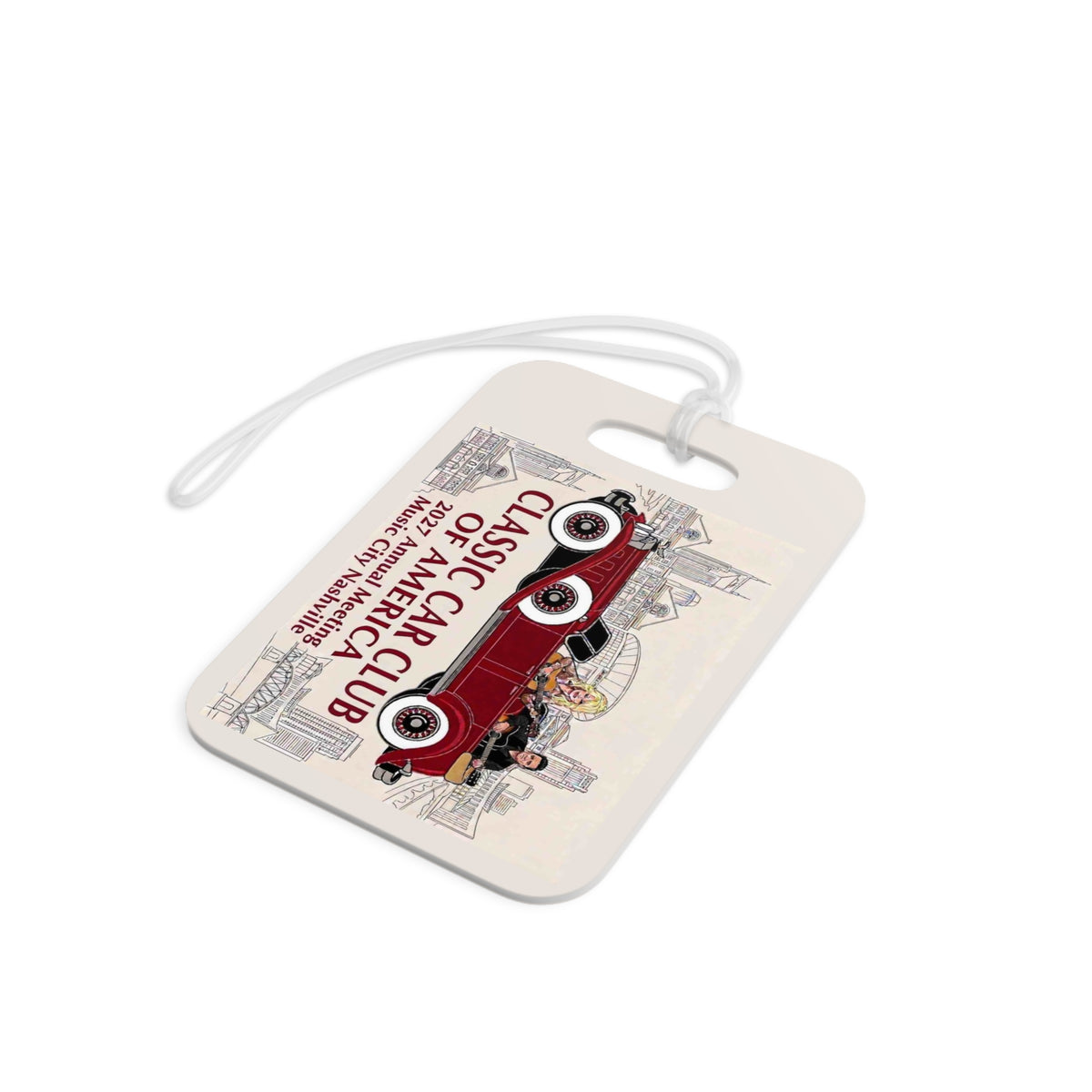 Classic Car Club of America Luggage Tag — Vintage Red Roadster Travel ID