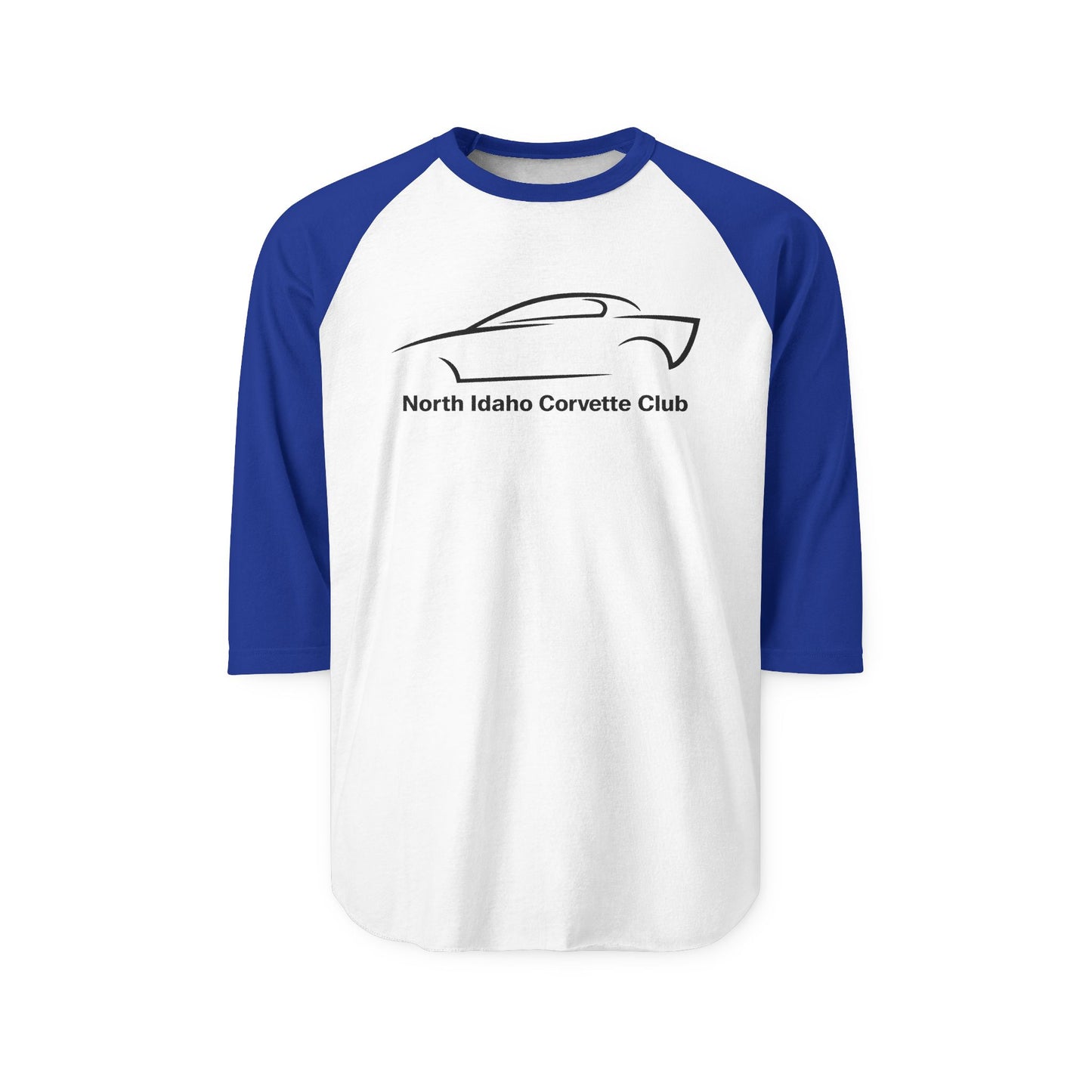 North Idaho Corvette Club Raglan Shirt — 3/4 Sleeve Car Club Tee