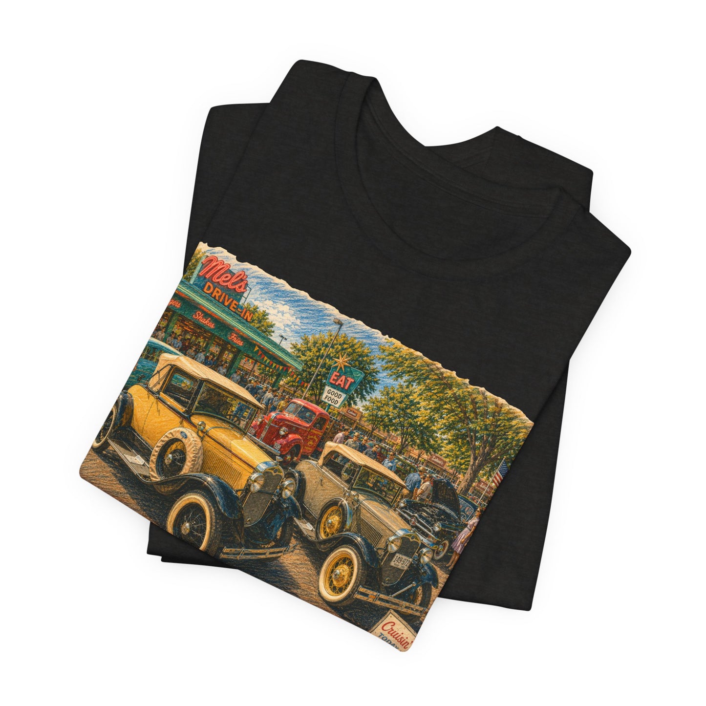 Mel's Drive-In Car Show T-Shirt — Unisex Jersey Short Sleeve Tee
