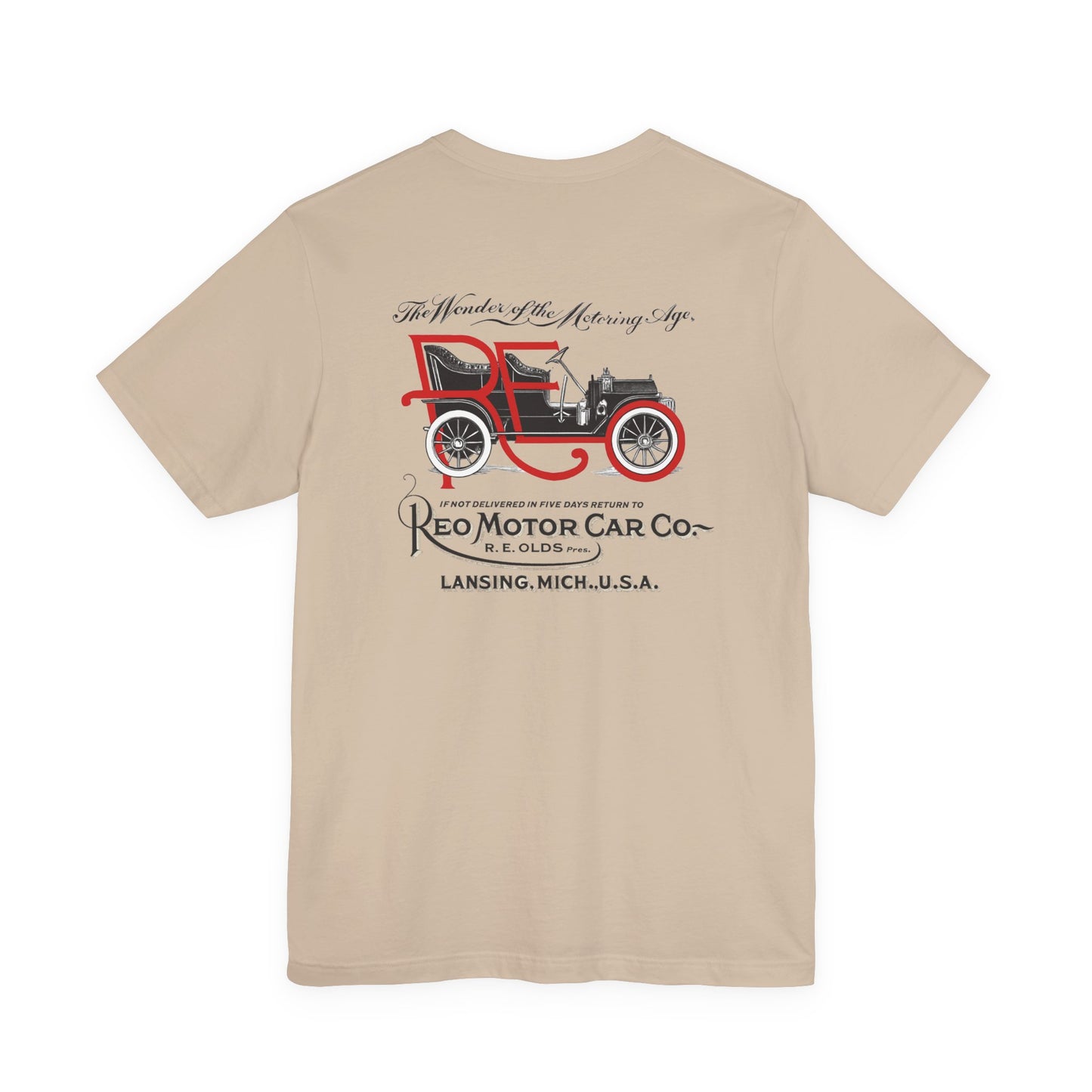 REO Motor Car Co. Vintage Car T-Shirt - Front and Back Images