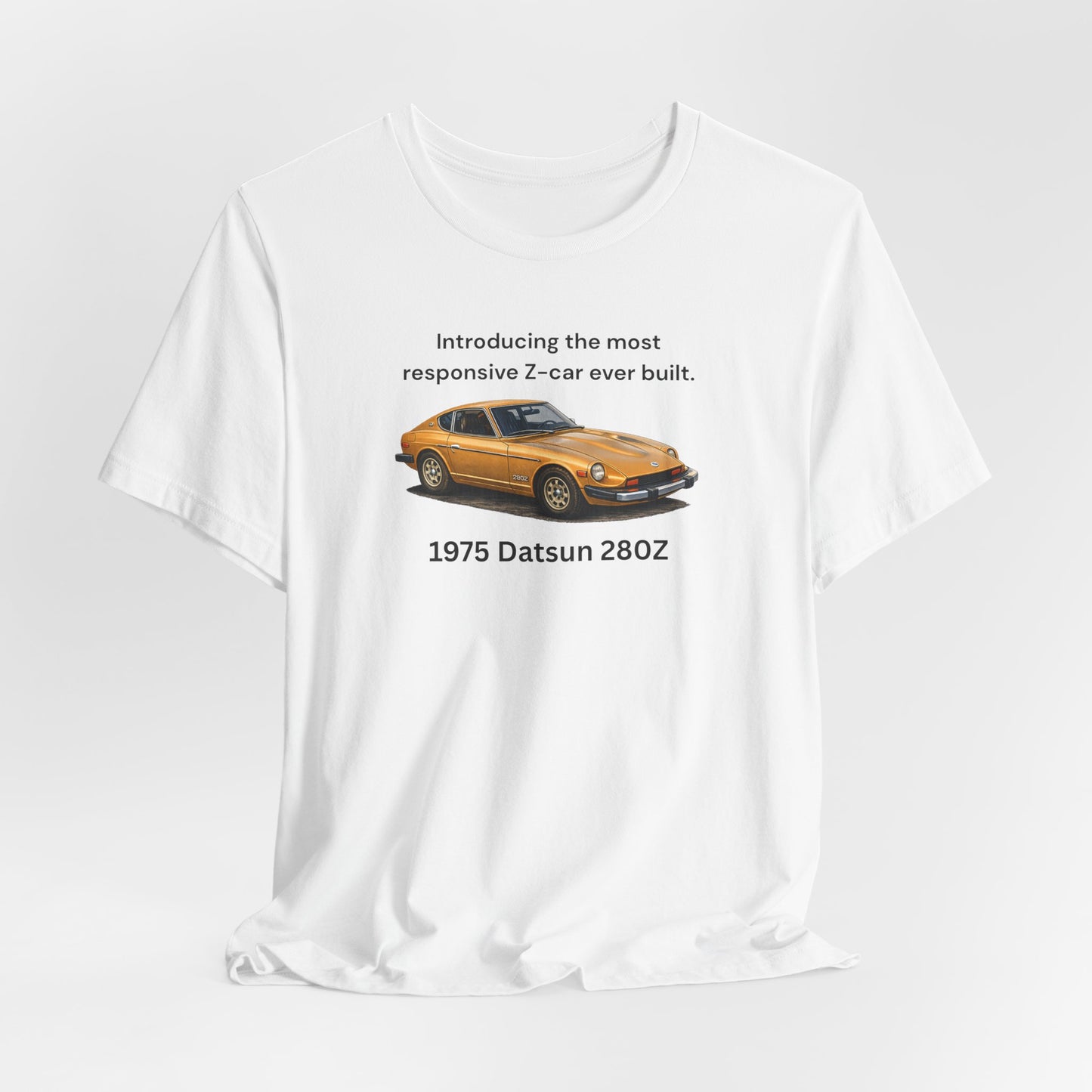 1975 Datsun 280Z Tee — Vintage Sports Car Graphic T-Shirt Black Lettering