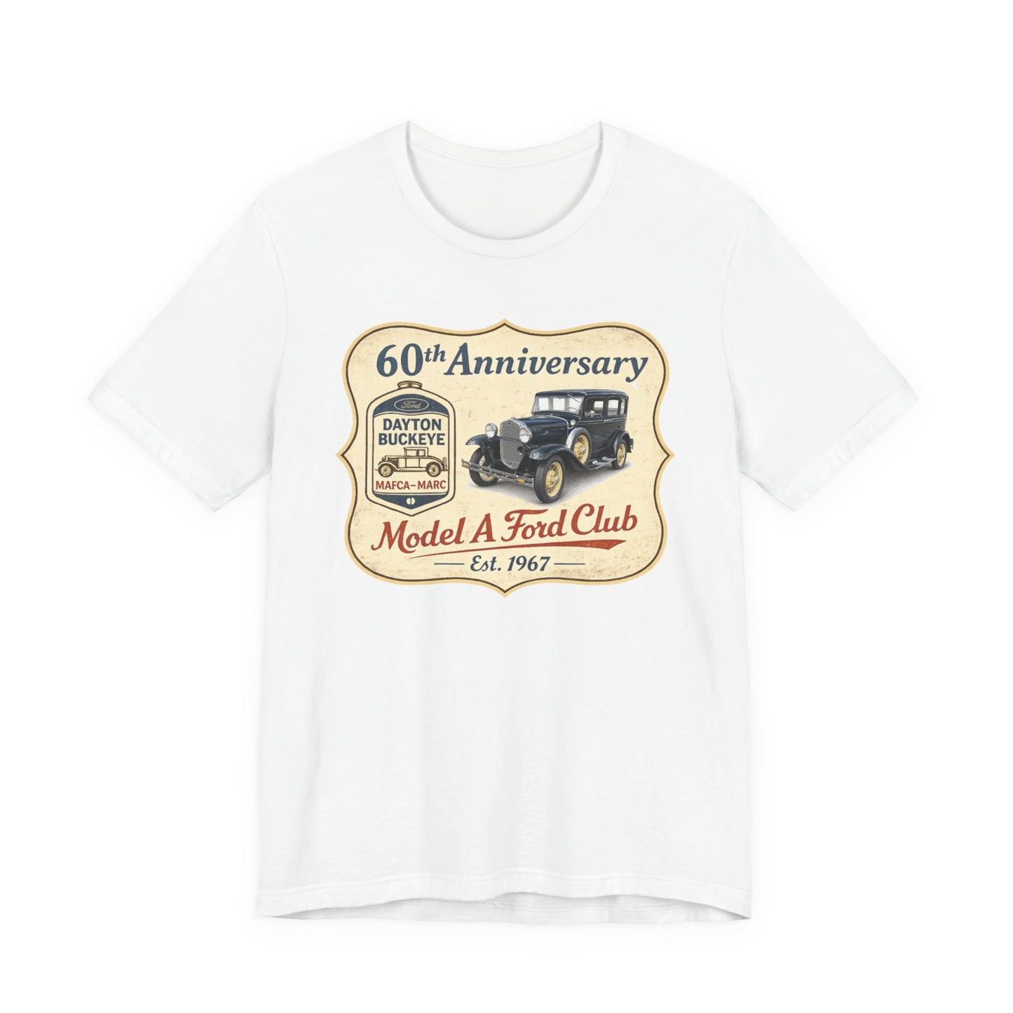Dayton Buckeye Model A Ford Club 60th Anniversary Tee (LTG) - Unisex Jersey Short Sleeve Tee