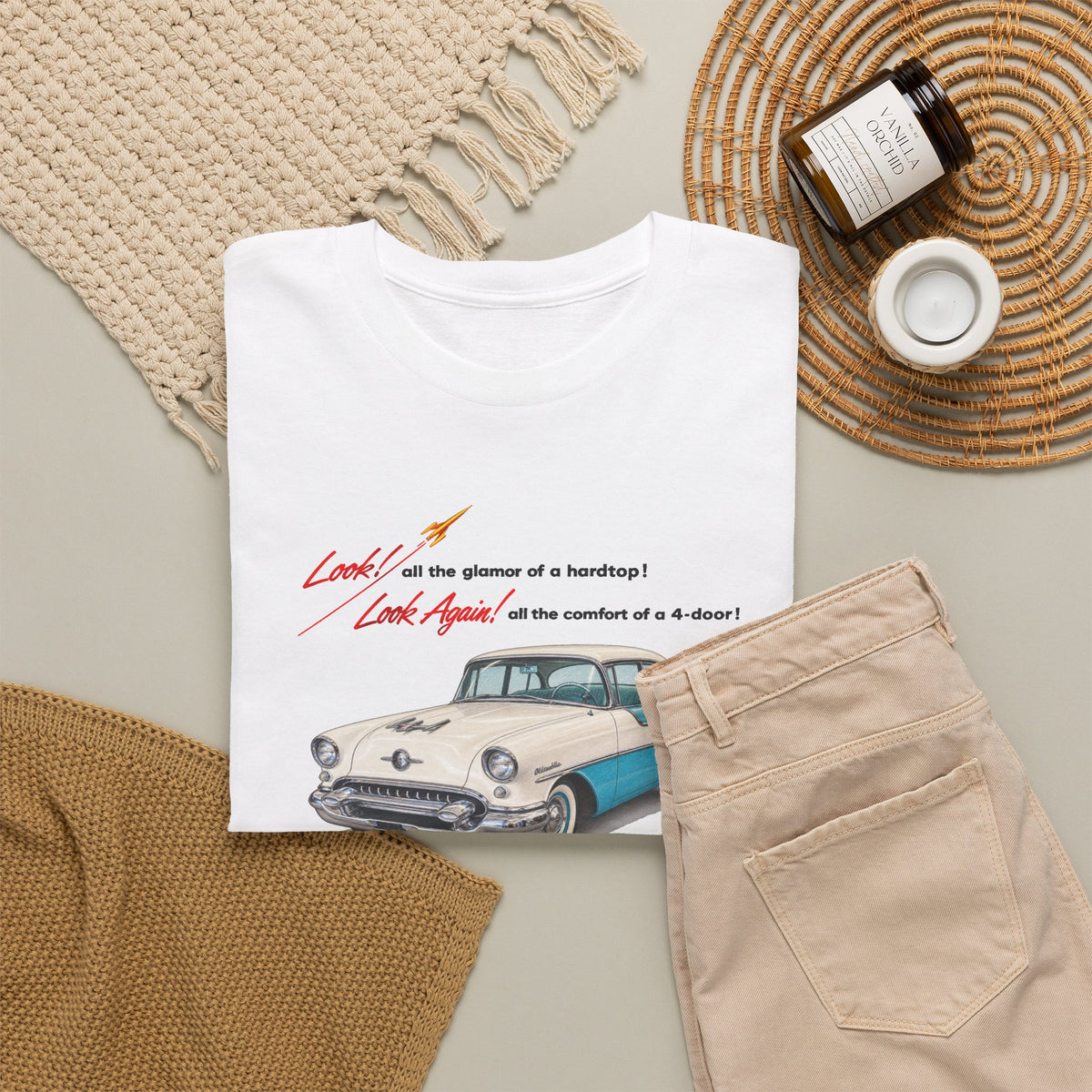 Oldsmobile Retro 1950s Cruiser Graphic T-Shirt - Unisex Heavy Cotton Tee (TeresaT)