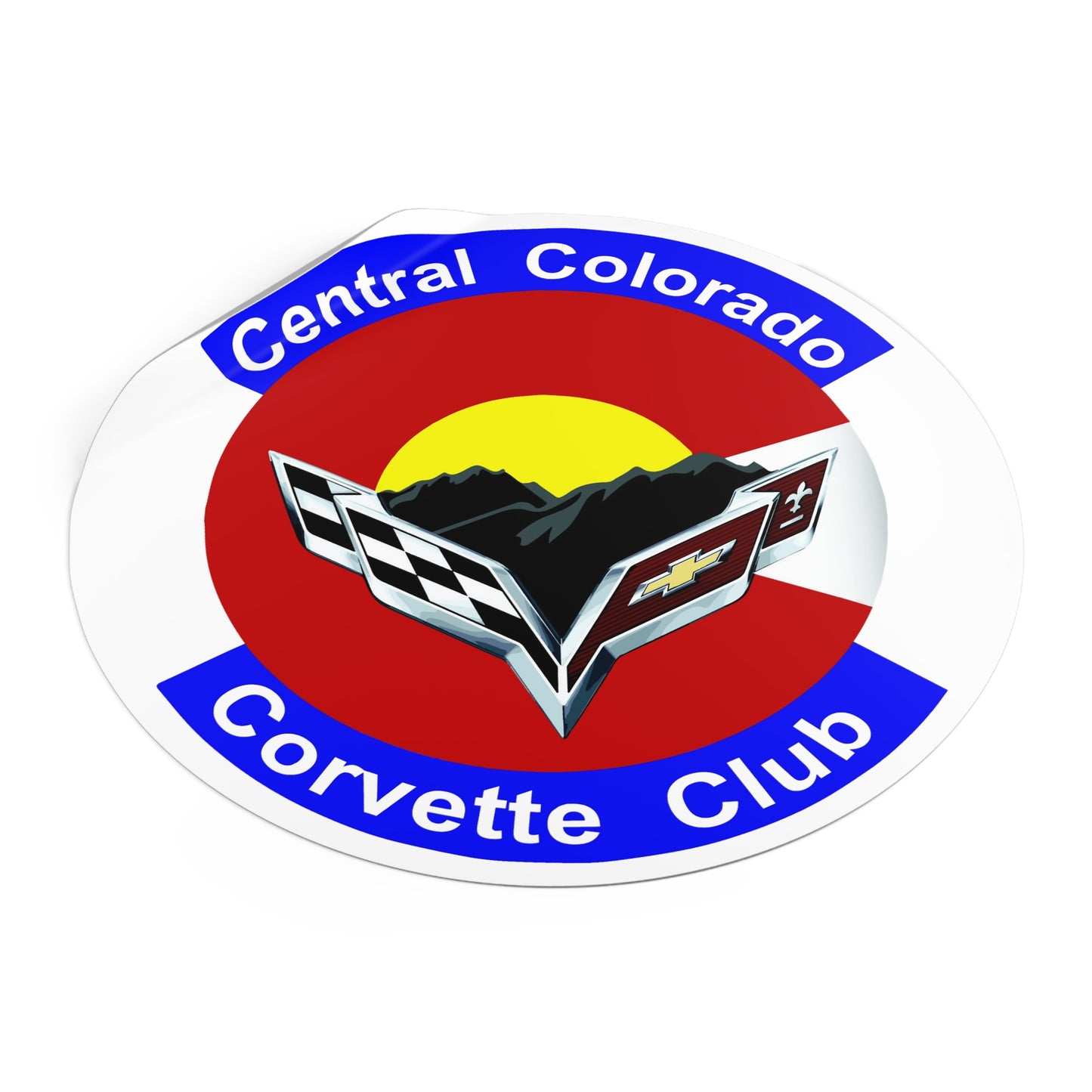 Central Colorado Corvette Club Round Vinyl Sticker — Car Club Emblem