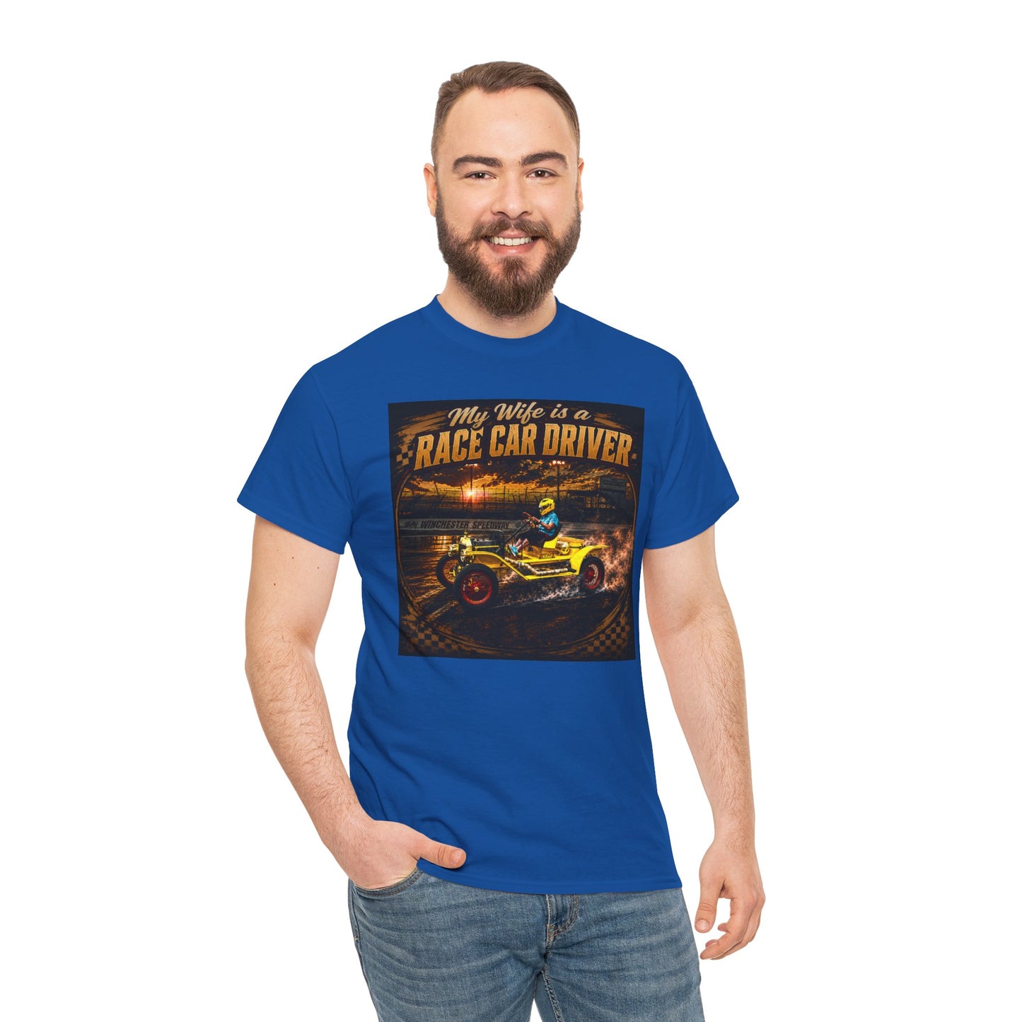 Race Car Driver Queen T-Shirt — "My Wife Is a Race Car Driver" Vintage Racing Tee