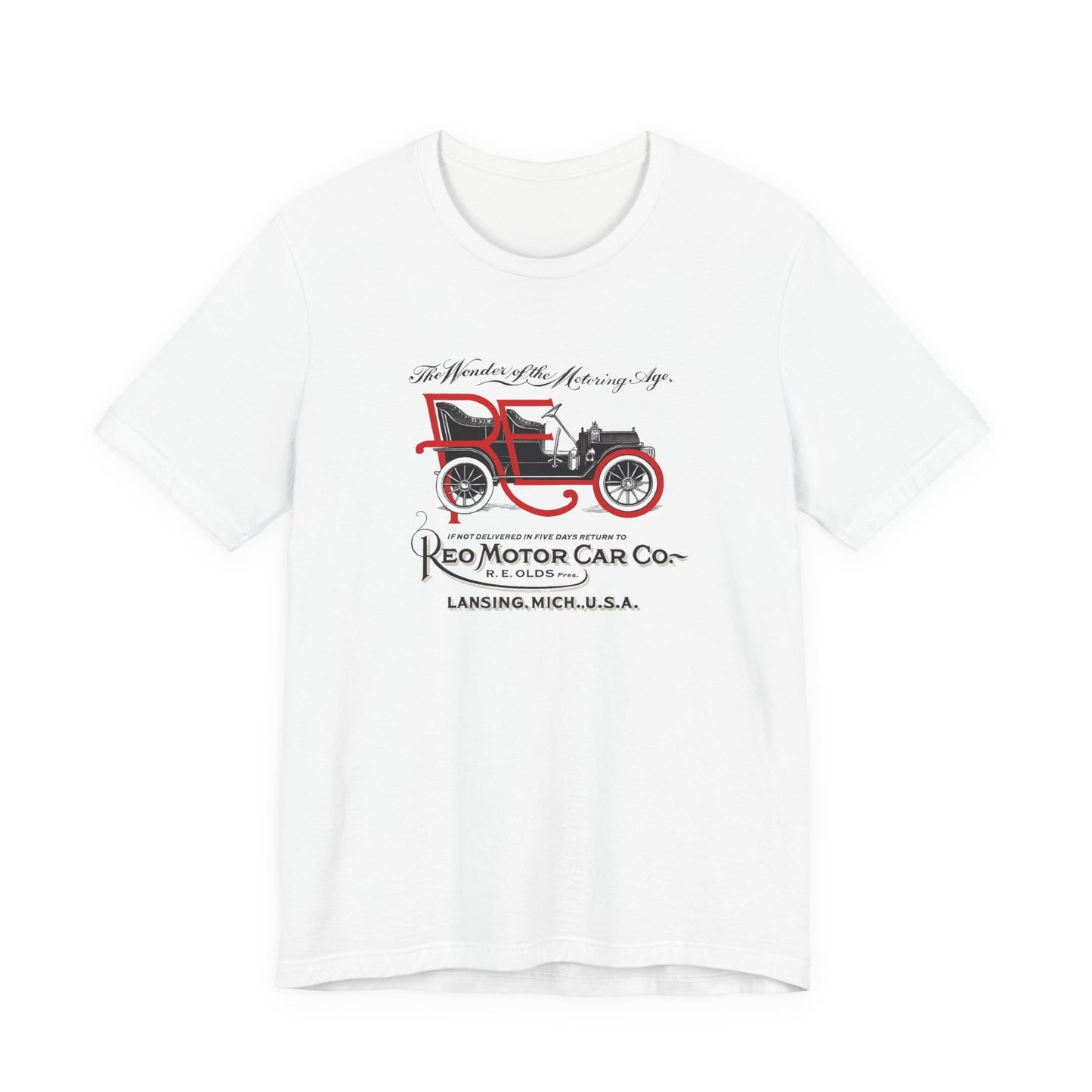 REO Motor Car Co. Tee — "The Wonder of the Motoring Age!"