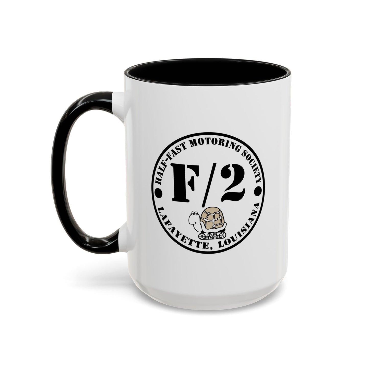F/2 Half-Fast Motoring Society Accent Coffee Mug — Lafayette, Louisiana Emblem (11/15oz)