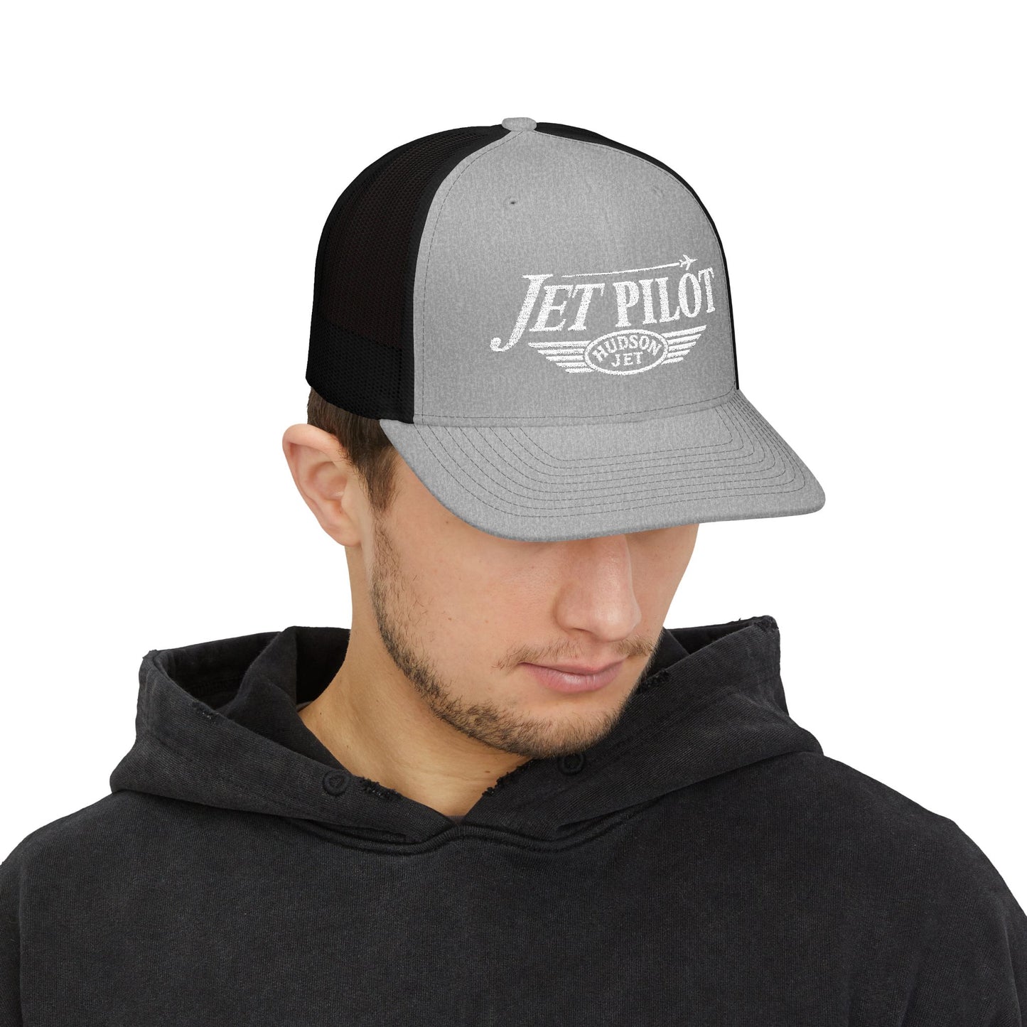Jet Pilot Embroidered Snap Back Trucker Cap — Richardson 112 Snapback Hat