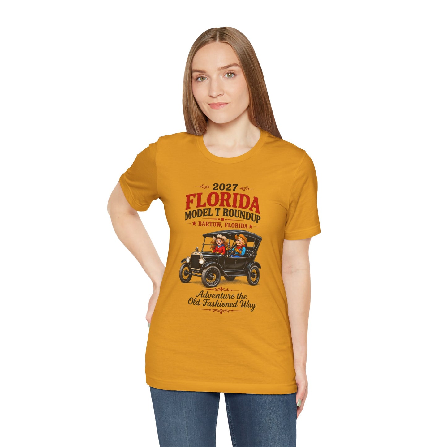 Florida Model T Roundup 2027 Soft-Style T-Shirt — Front Graphic