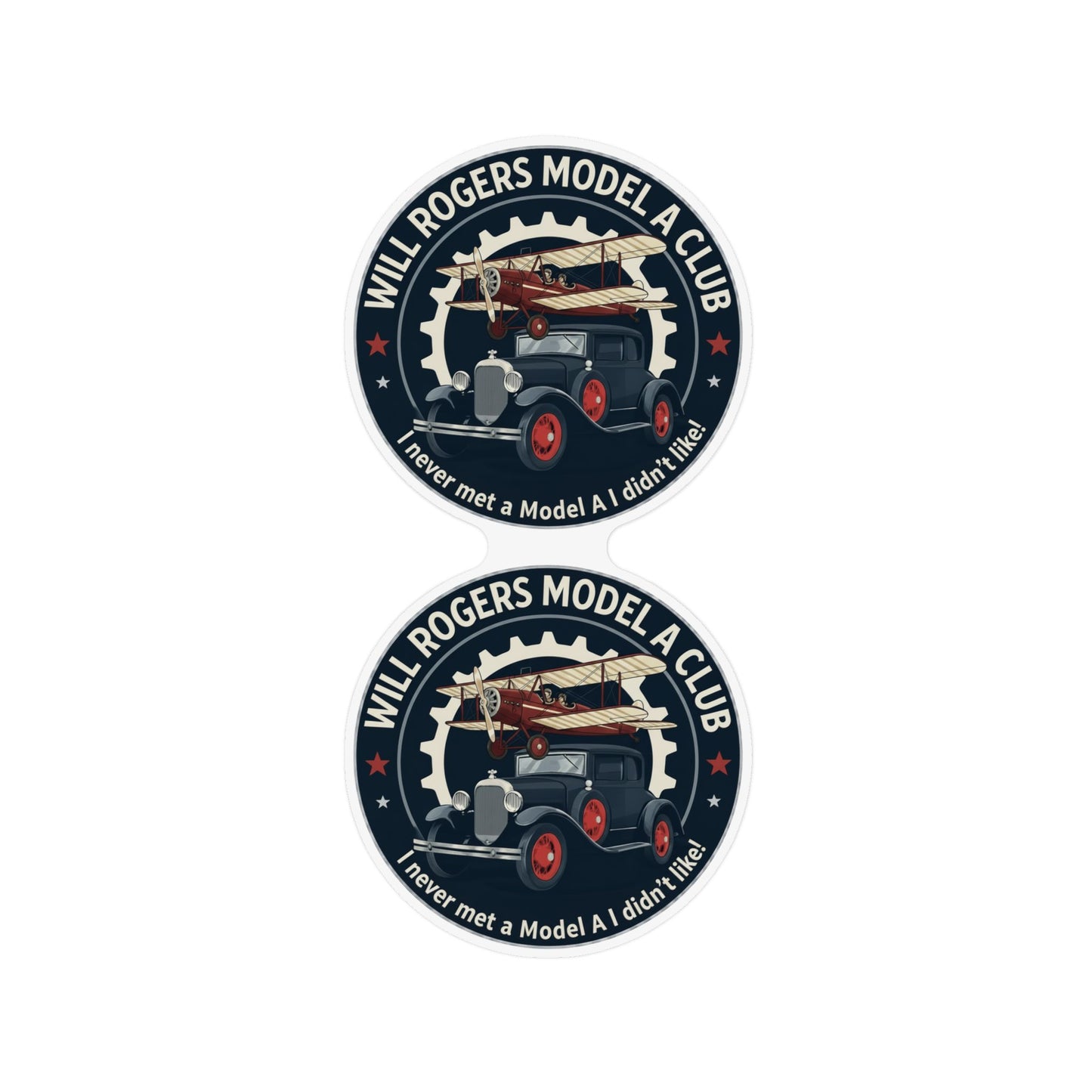 Will Rogers Model A Club Round Magnet — Two 12"x12" Round Magnets for your car or trailer
