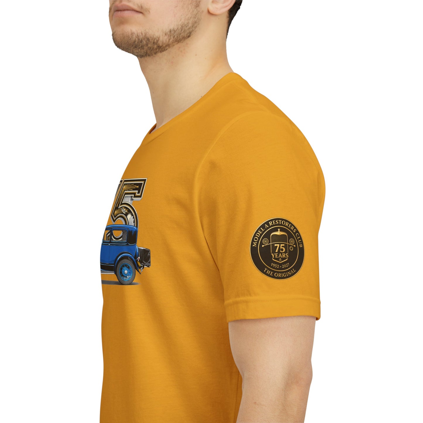 MARC 75th Anniversary T-shirt with blue sedan and MARC logos on both sleeves