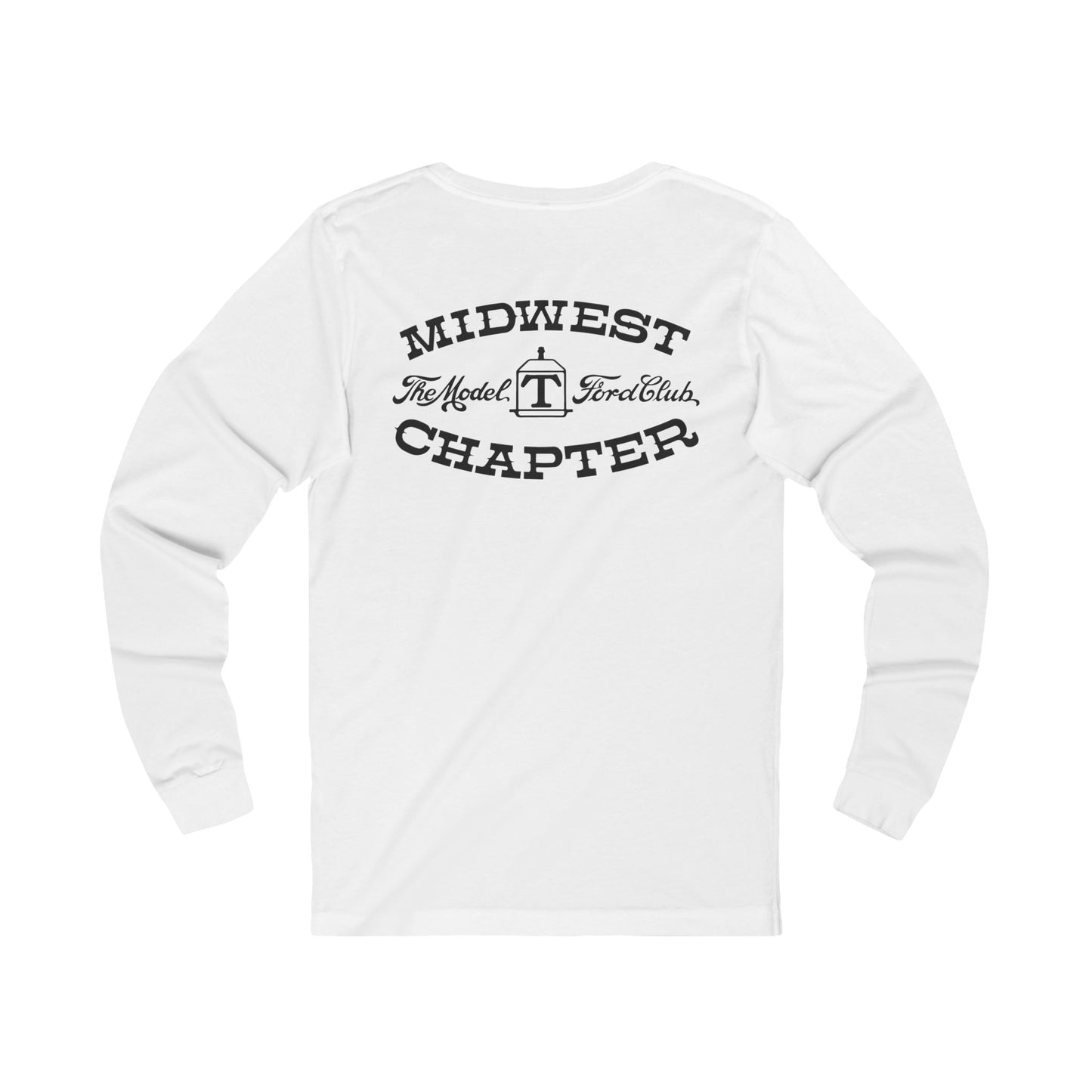 Midwest Chapter - The Model T Ford Club (front and back logos) Unisex Long Sleeve Tee | Casual Comfort for Model T Enthusiasts