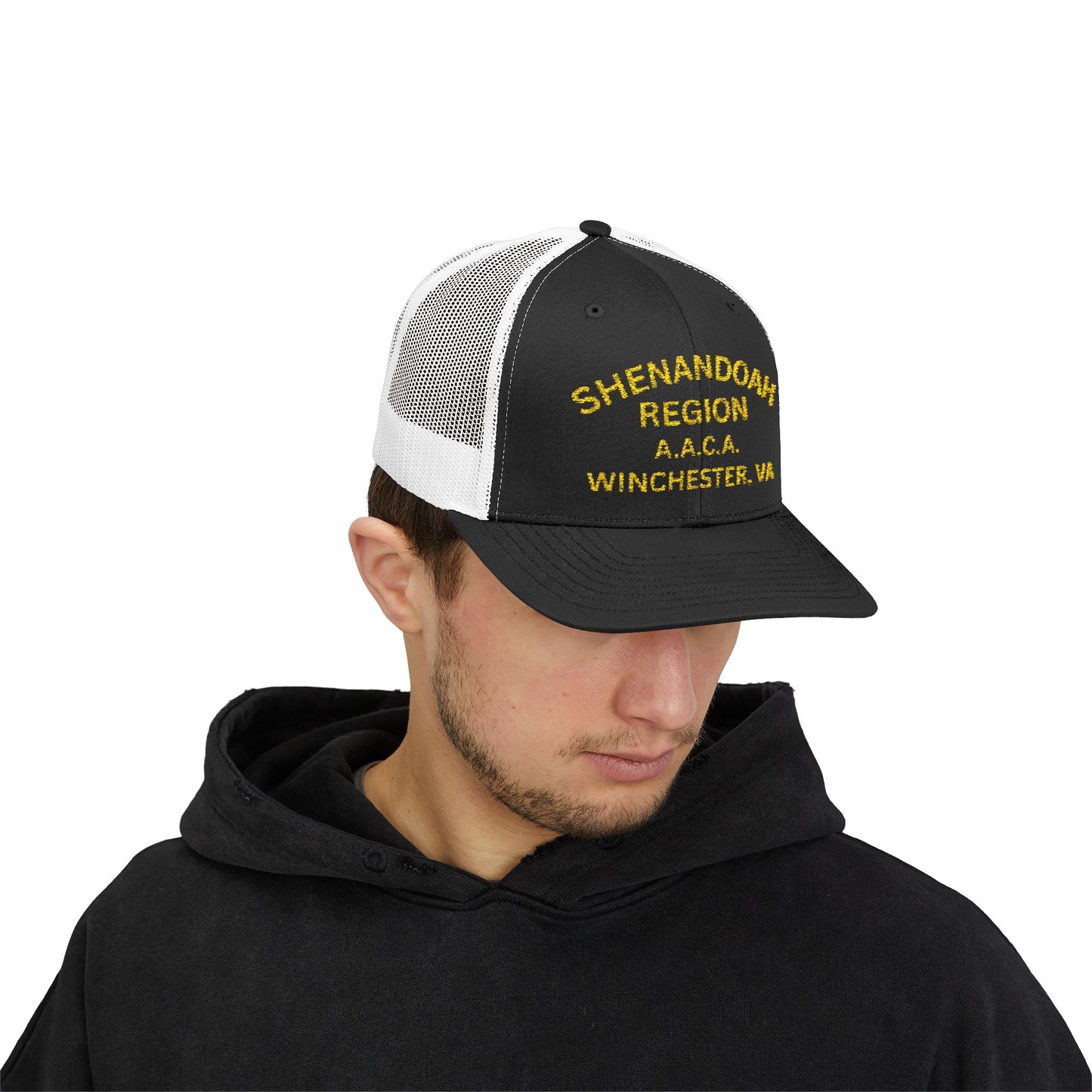 Shenandoah Region Embroidered Trucker Cap — "Shenandoah Region A.A.C.A. Winchester, VA" Mesh Snapback