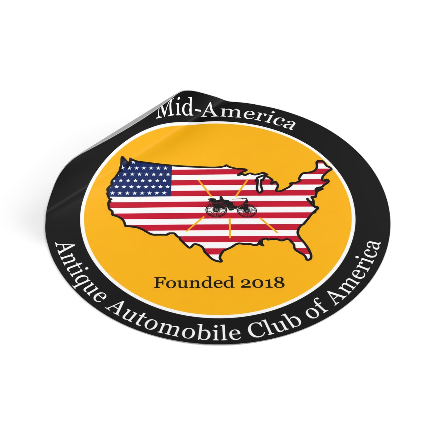 Mid-America Region AACA Round Vinyl Sticker — Great for Windshields