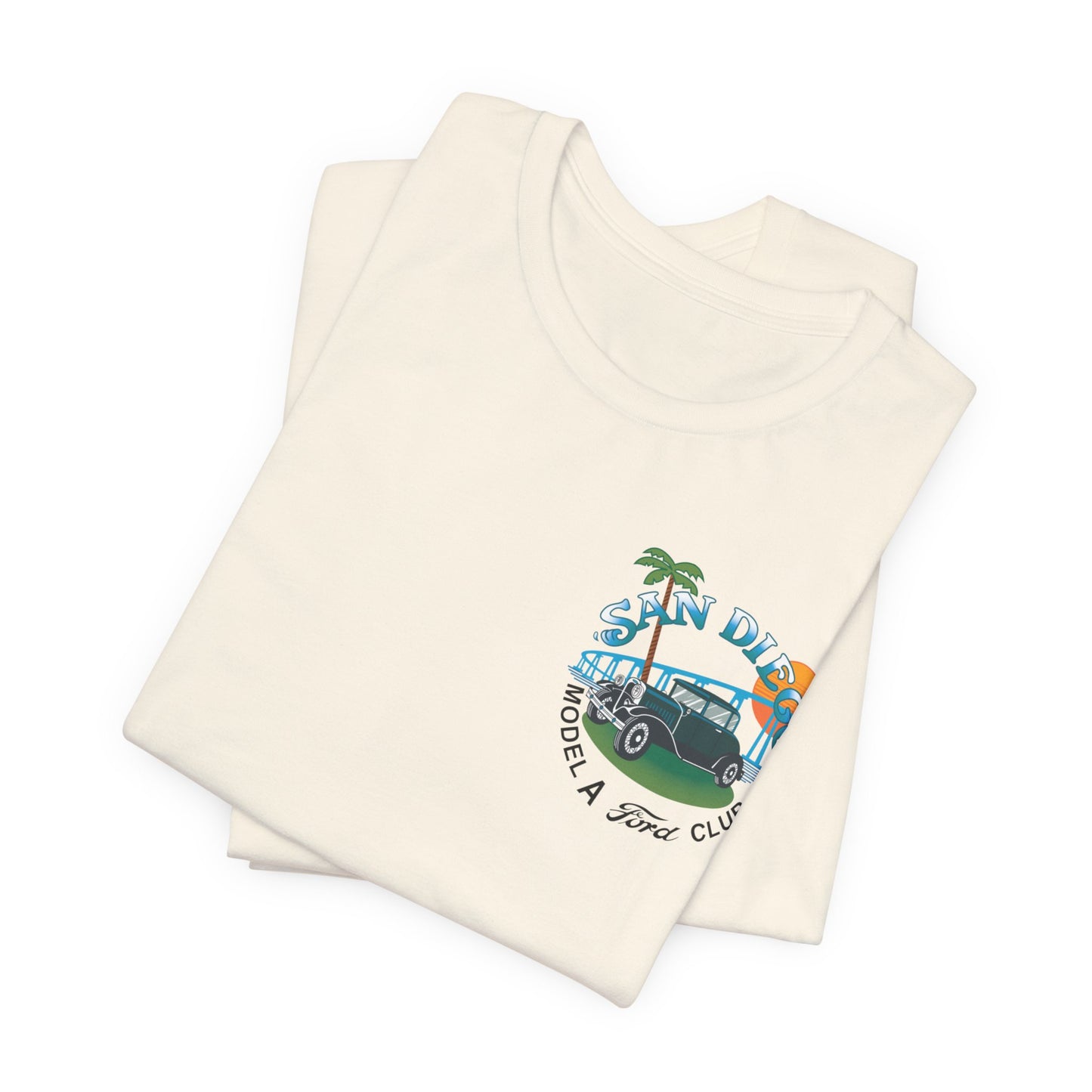 San Diego Model A Ford Club Tee — Small Logo on Chest and Large Logo on Back