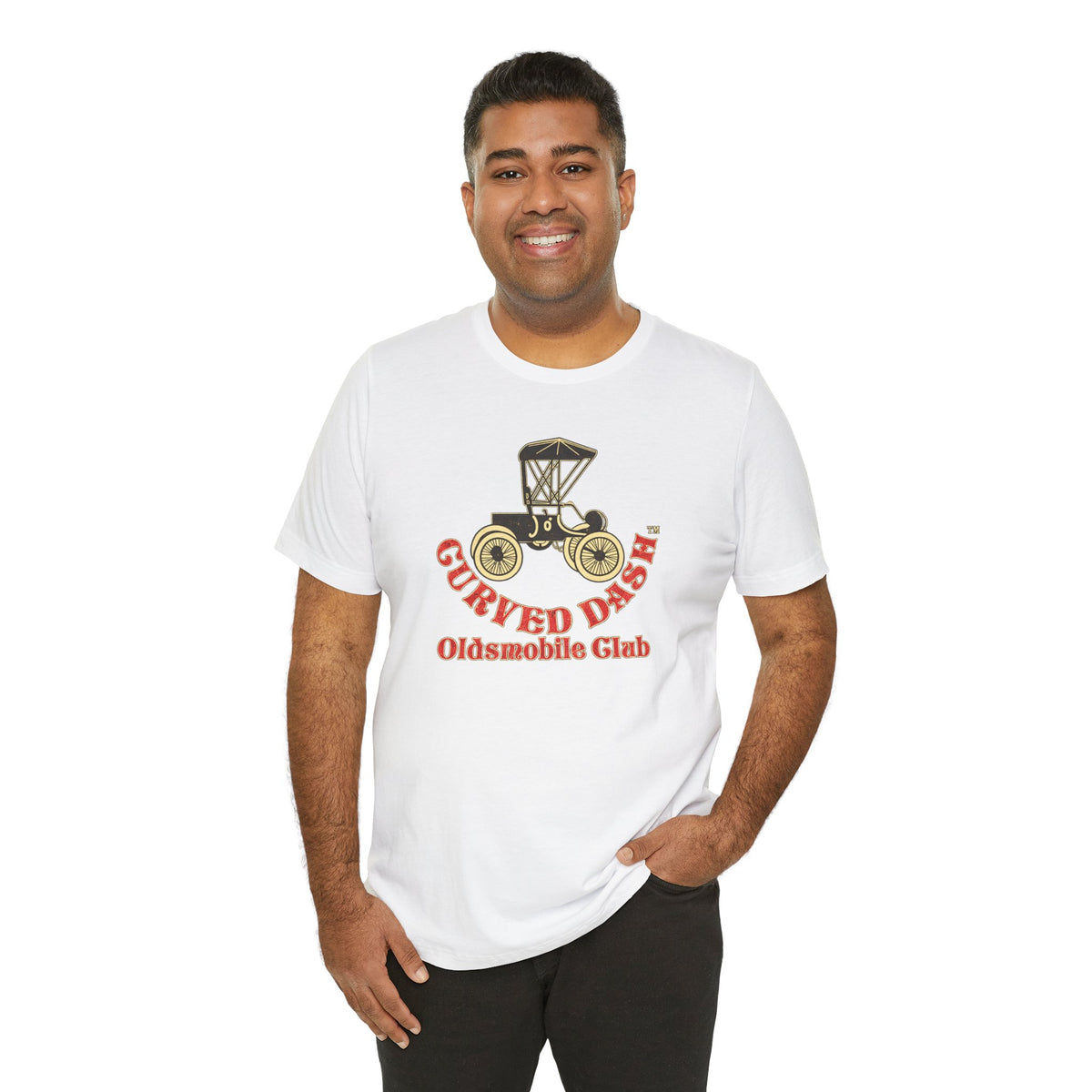Curved Dash Oldsmobile Club Vintage Car T-Shirt - Unisex Soft Short Sleeve Tee
